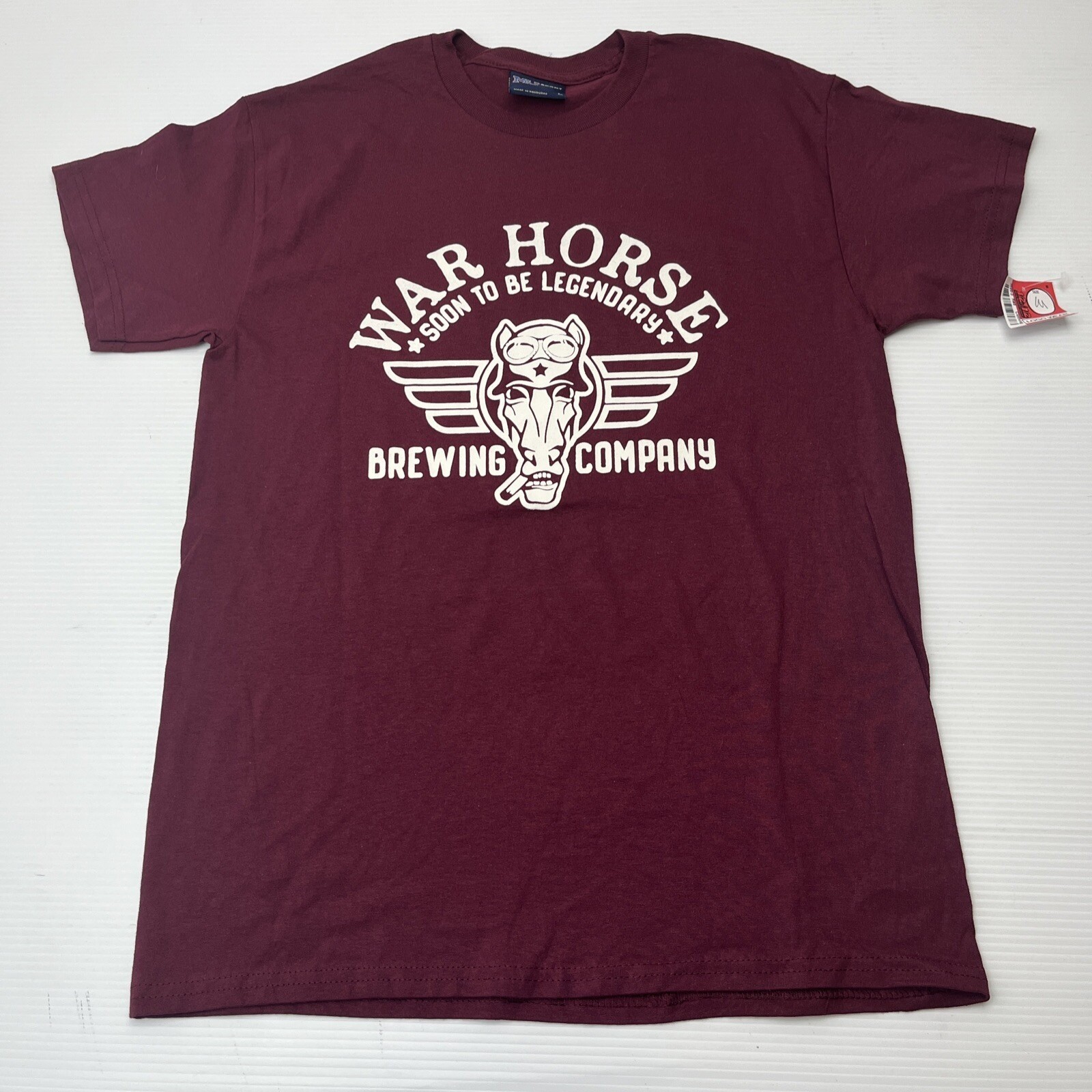 MV Sport War Horse Brewing Company T-Shirt Mens Medium Maroon Graphic Tee Cotton
