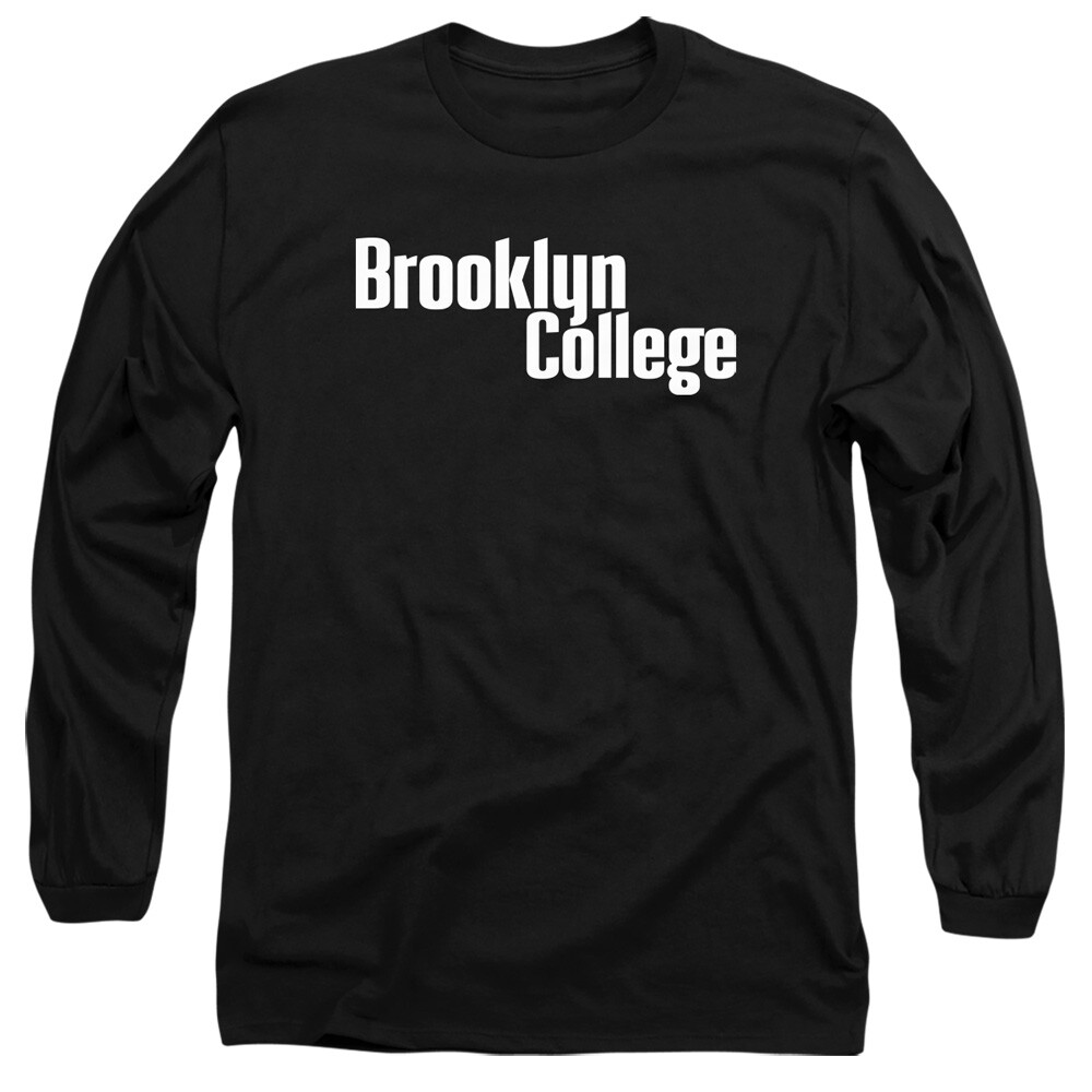 Brooklyn College Adult Long Sleeve T-Shirt Stacked, Black, S-3XL