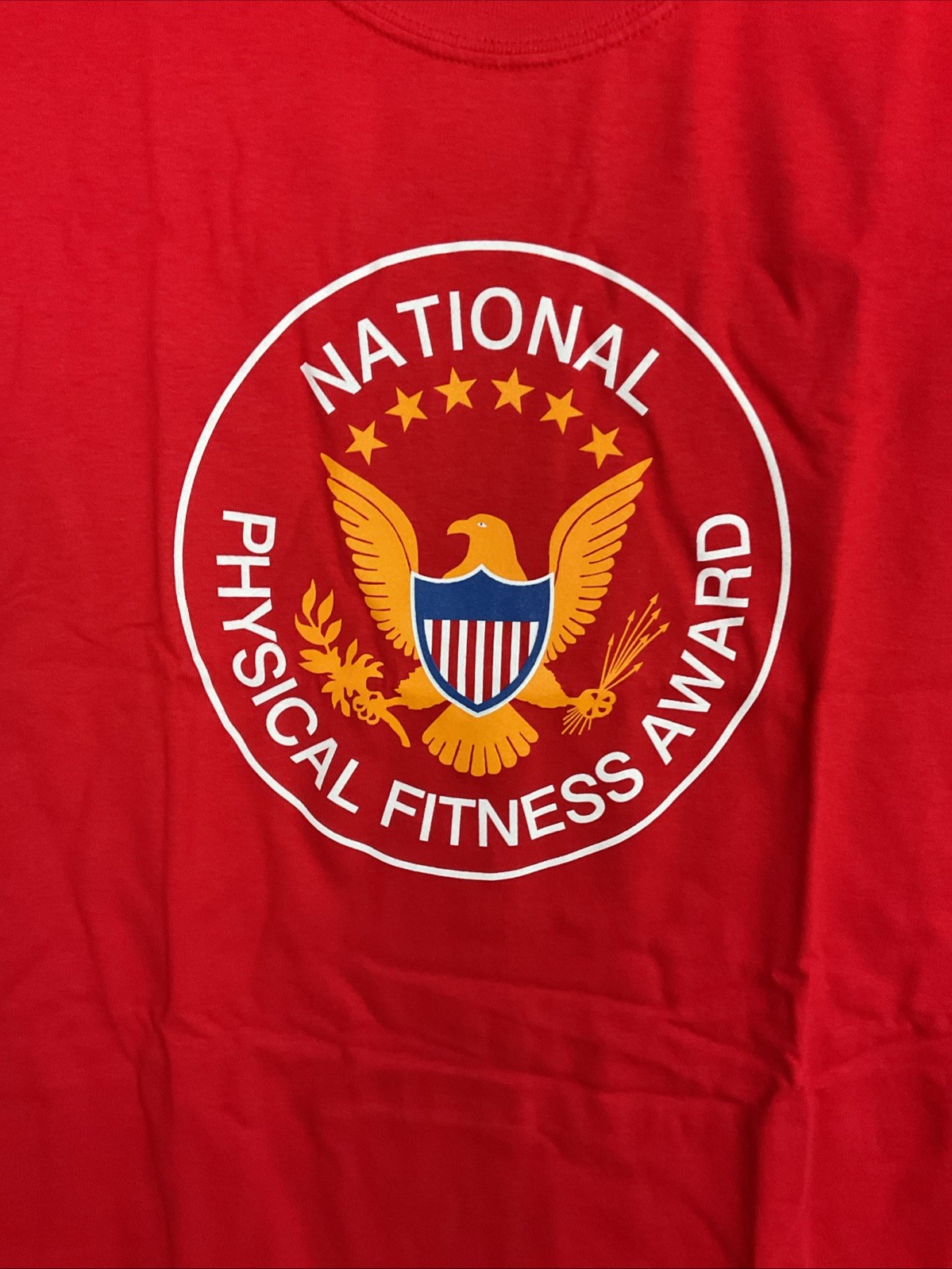 National Physical Fitness Tshirt Size Large Red Gilden Cotton Chest 44×29” New