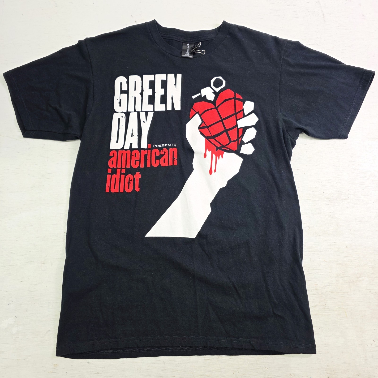 Green Day American Idiot Hand Grenade T-Shirt Black Punk Rock Men’s Sz M EUC