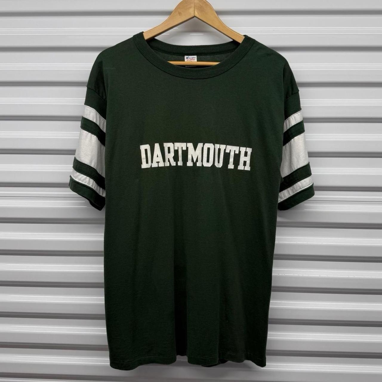 Vintage 80s Champion Dartmouth College Striped Sleeve Jersey T-Shirt Size XL