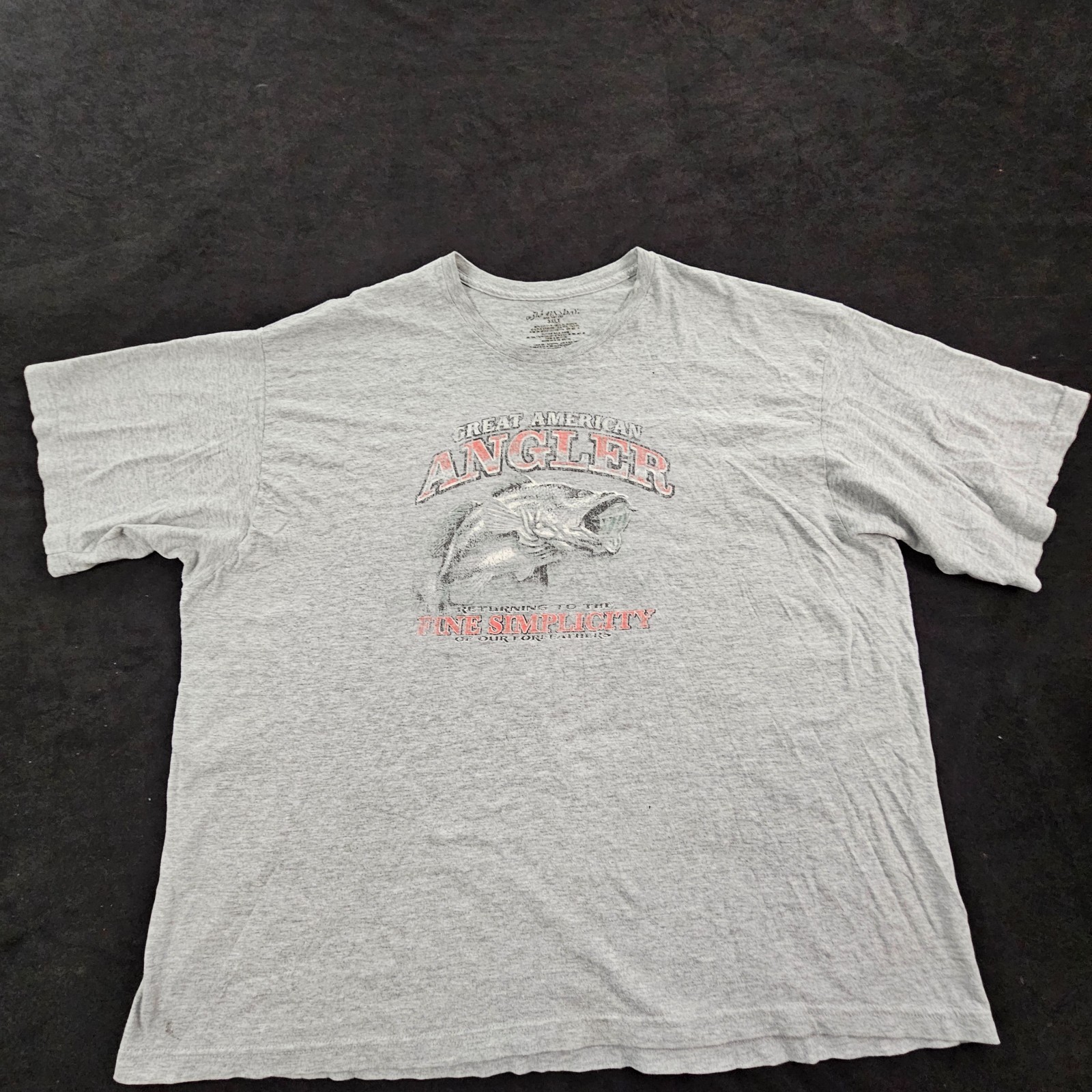 Great American Angler Gray Short Sleeve Cotton Blend T-Shirt Men’s 3XLT