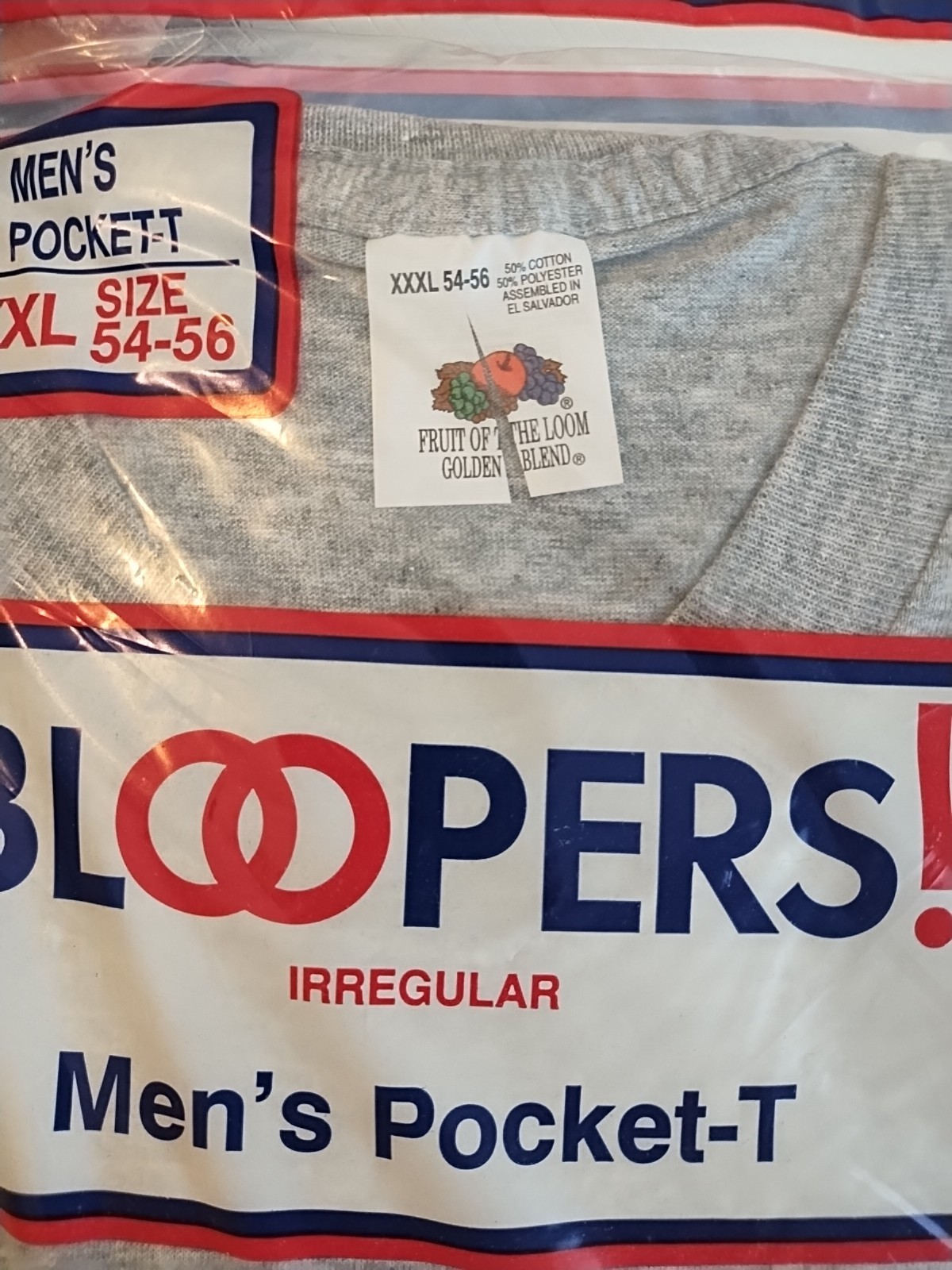 New 1994 Vtg FOTL Bloopers Pocket Shirt XXXL T-Shirt Irregular 50/50 Cotton Poly
