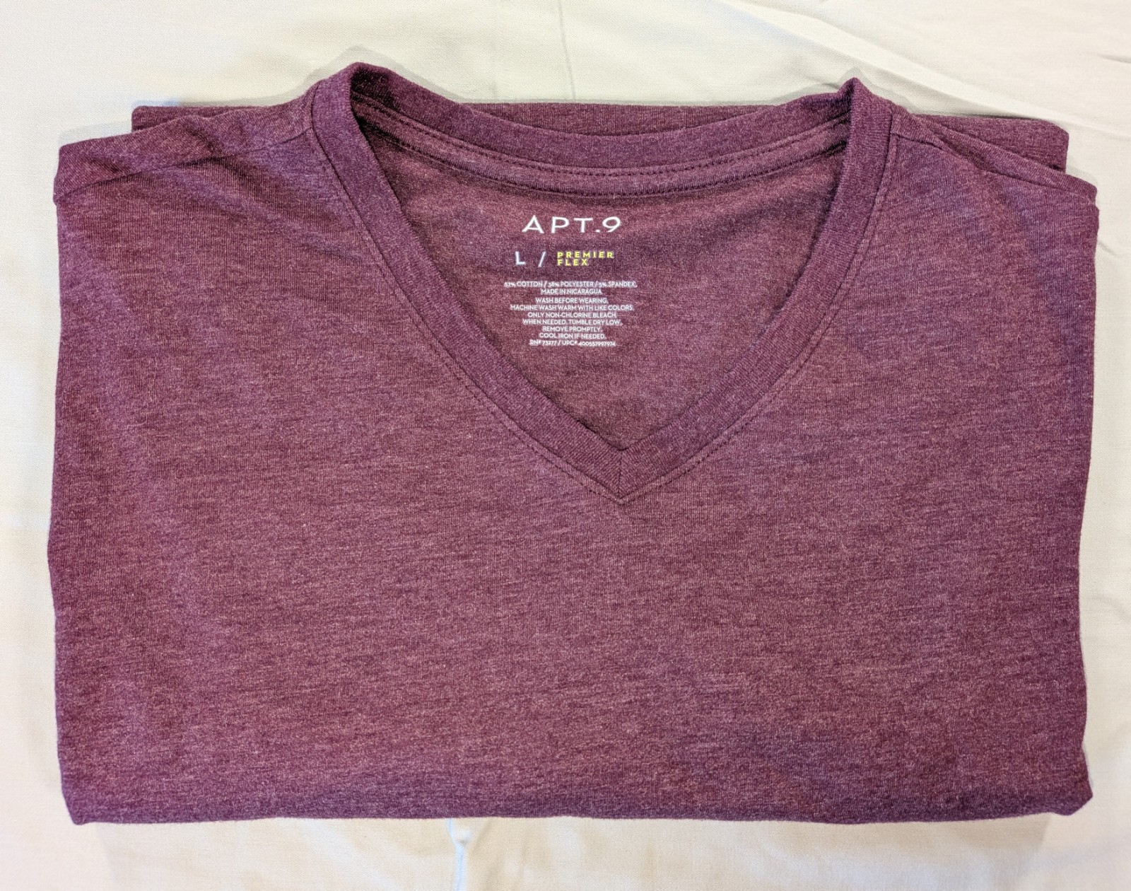 APT.9 Premier Flex Maroon V-Neck T-Shirt Large Lightweigh