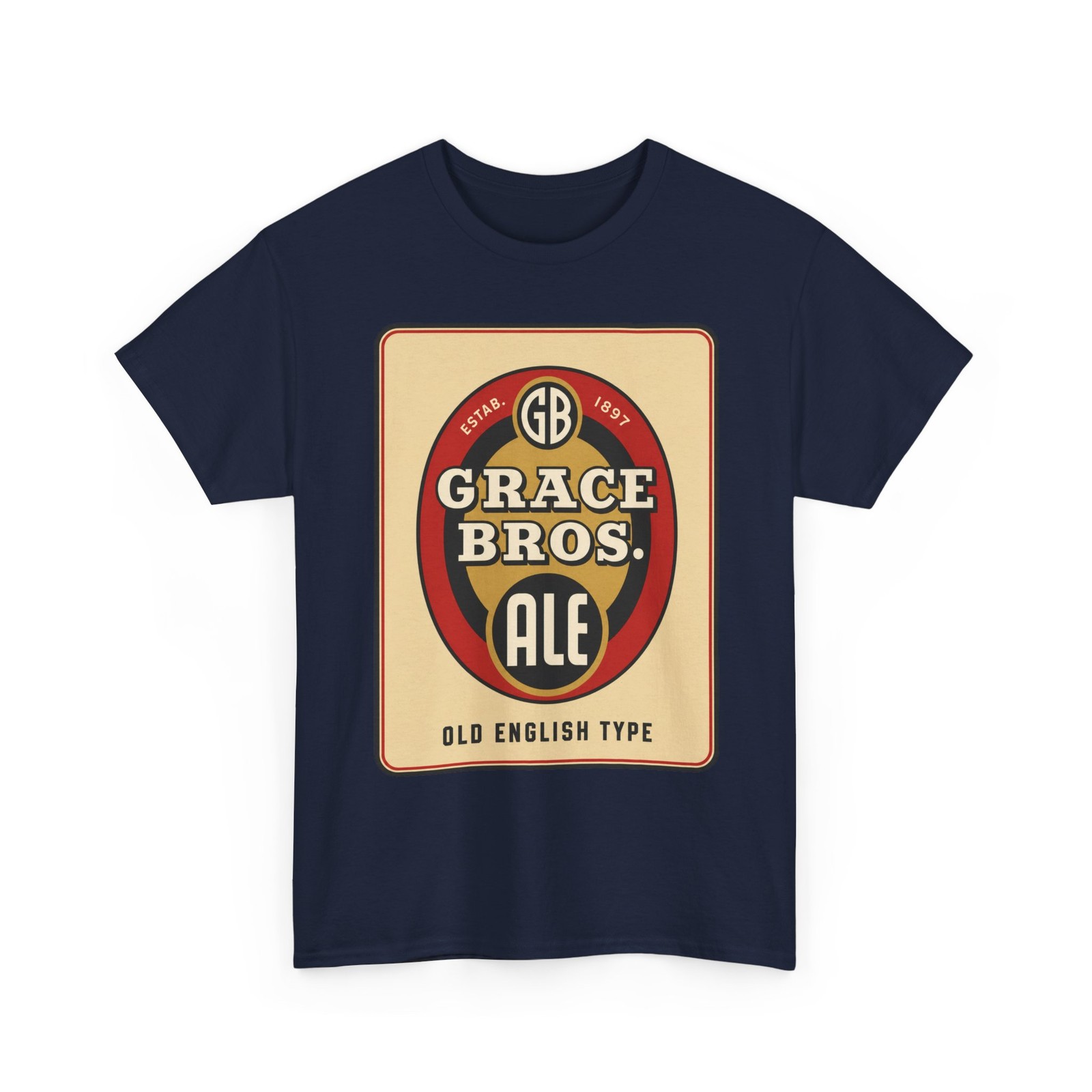 Grace Bros Brewing GB Ale Old English Santa Rosa CA 30s Retro Breweriana T-Shirt