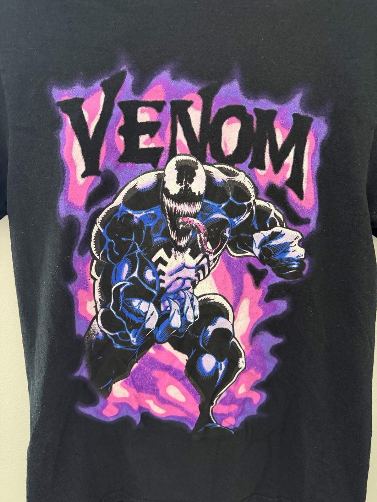Marvel Men’s S Black Venom Logo Graphic Cotton Crew Neck Short Sleeve Tee