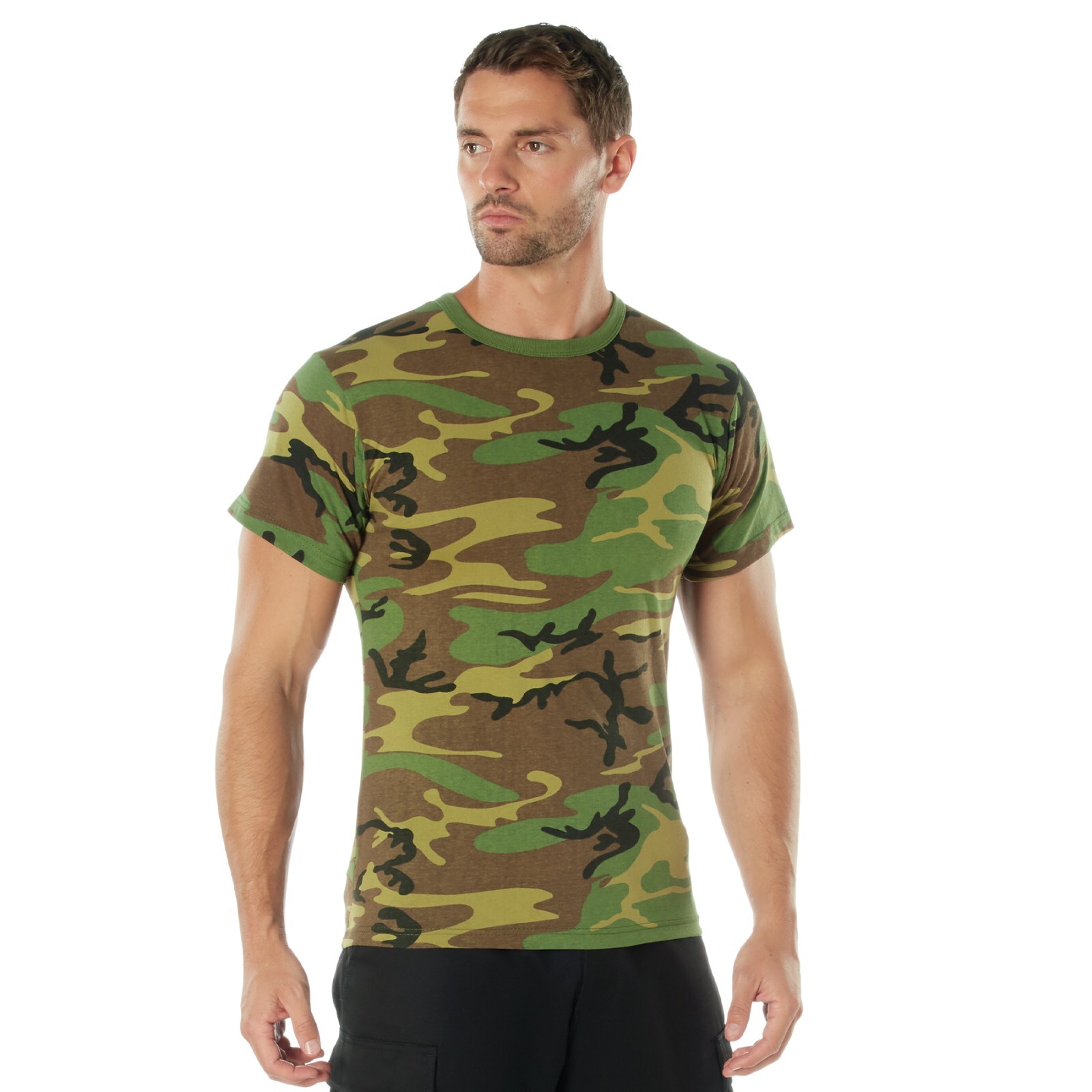 Men’s Camo Short Sleeve T-Shirt – Rothco Poly/Cotton Woodland Camo Tee