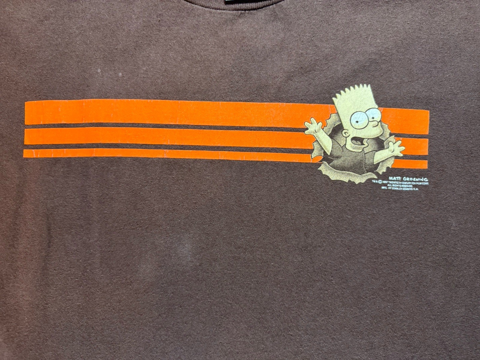 Vtg 1997 The Simpsons Stanley DeSantis Bart Simpson Brown T-shirt Size X-large