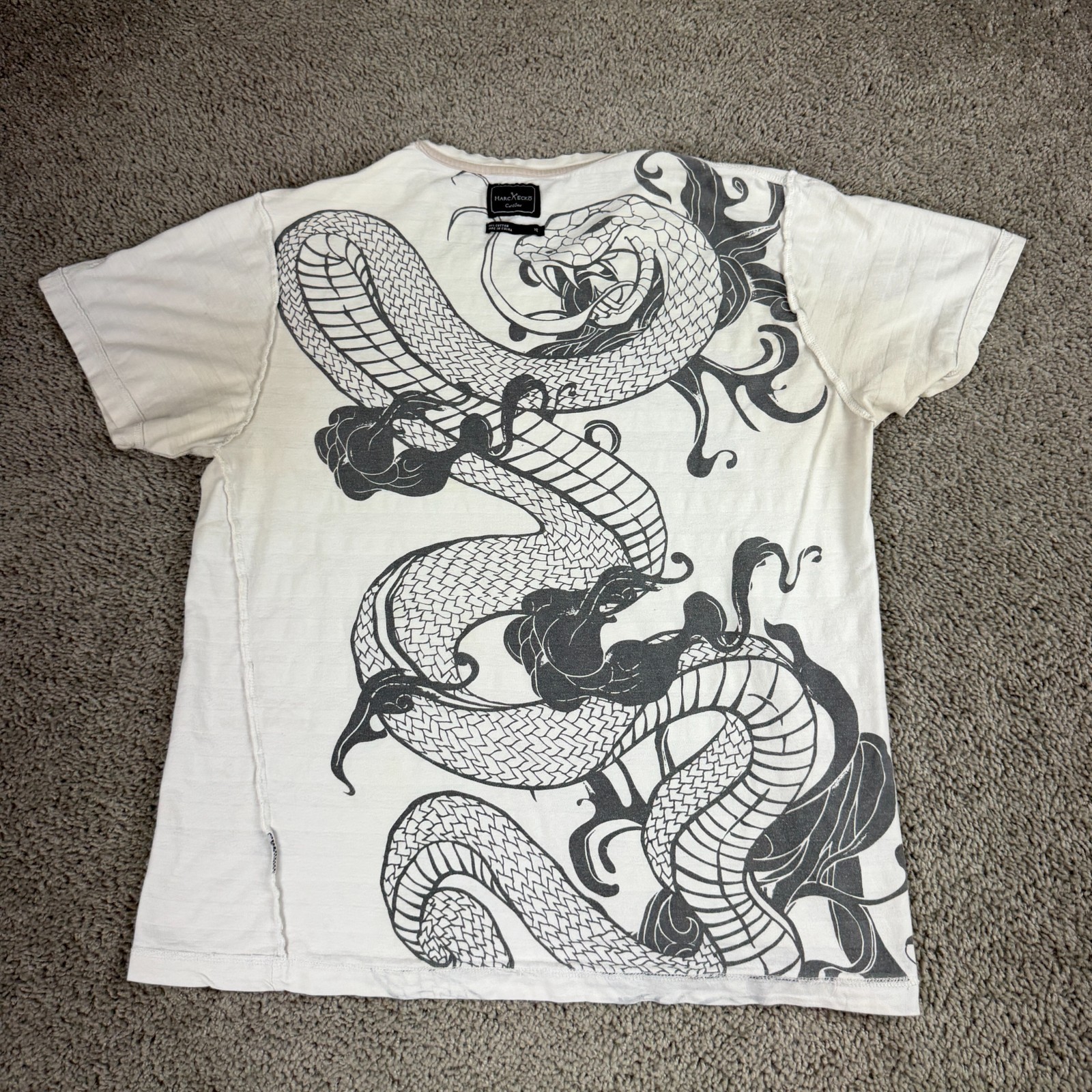 Marc Ecko Shirt Mens Extra Large White Gray Snake Reversible Print READ