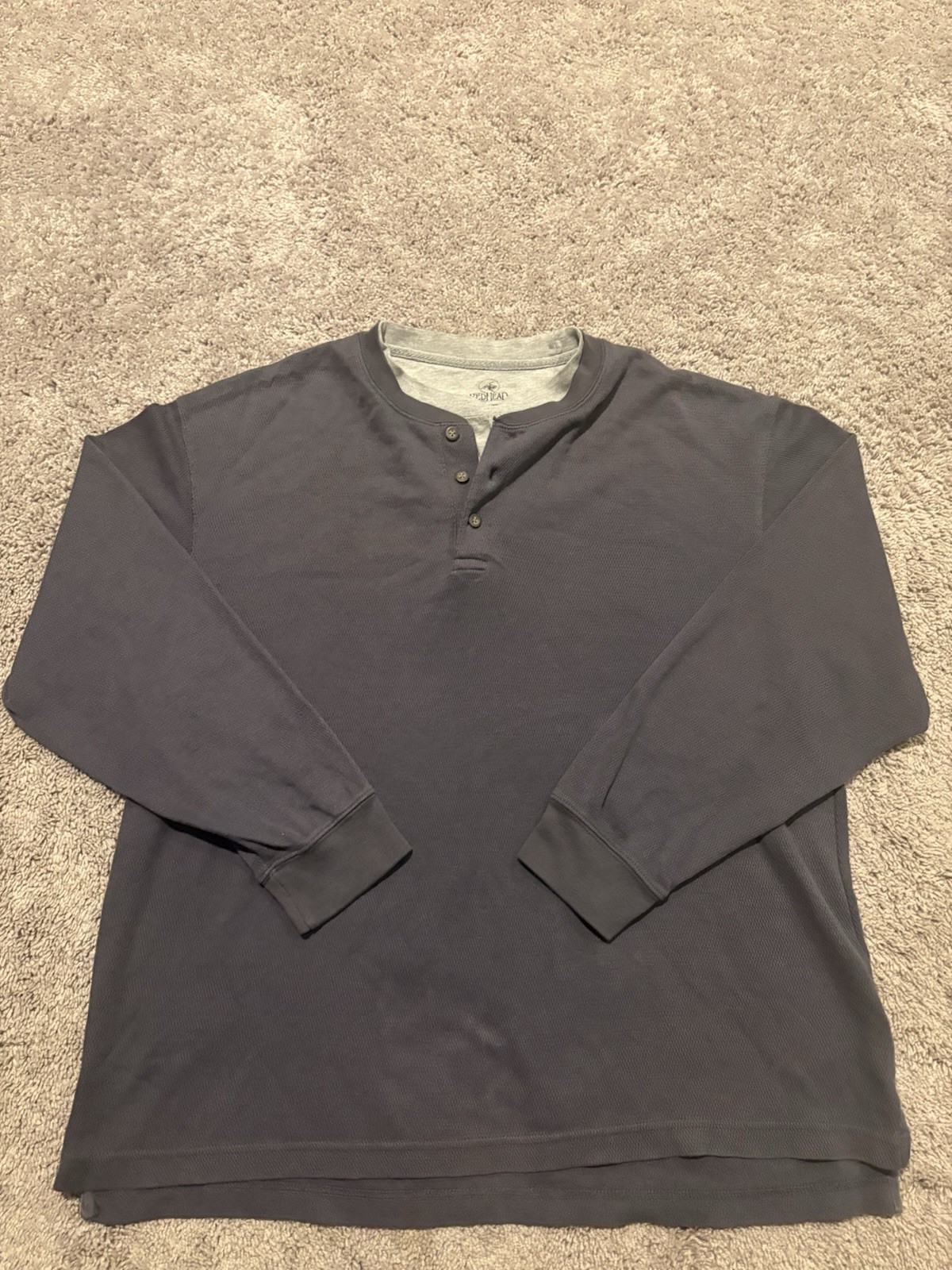 RedHead Men’s Long Sleeve Henley Shirt | Charcoal Gray Tagless XL Double Neck