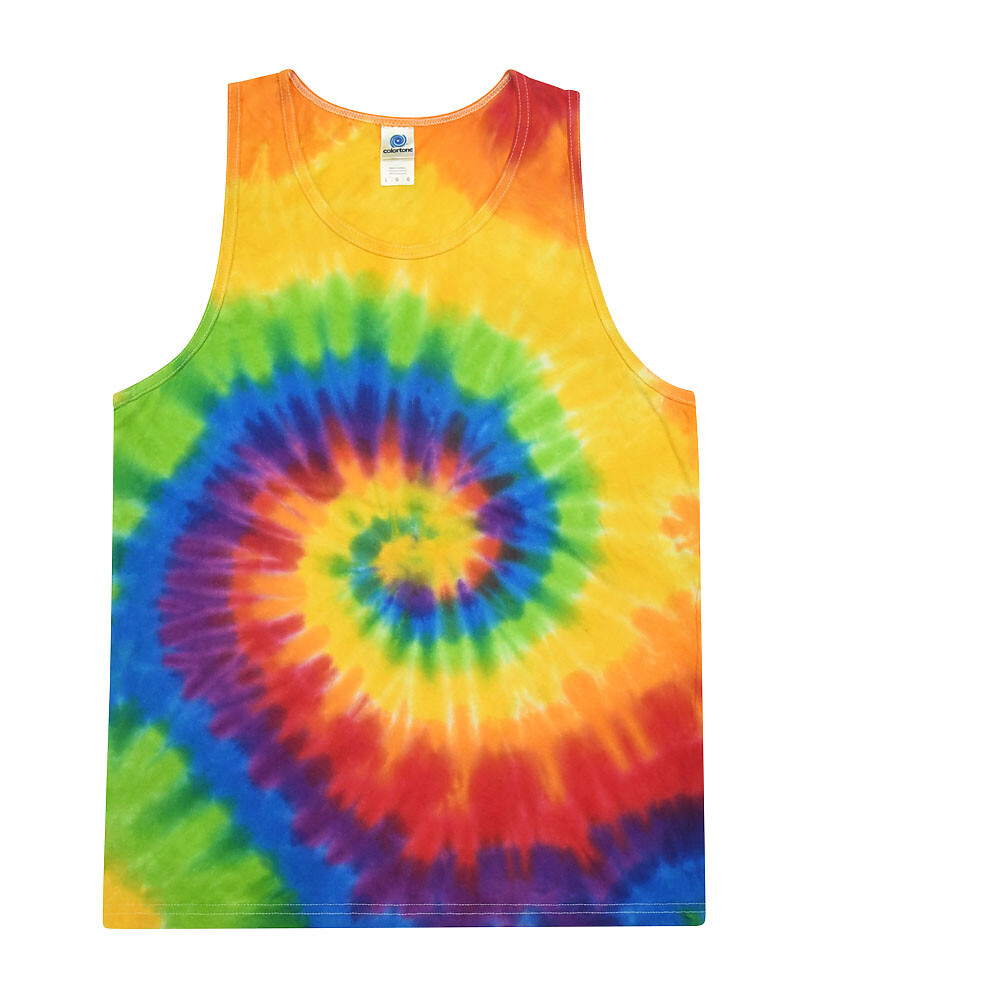 Multi-Color Tie Dye Tank Tops Sleeveless T-Shirts Adult XXL, 100% Cotton