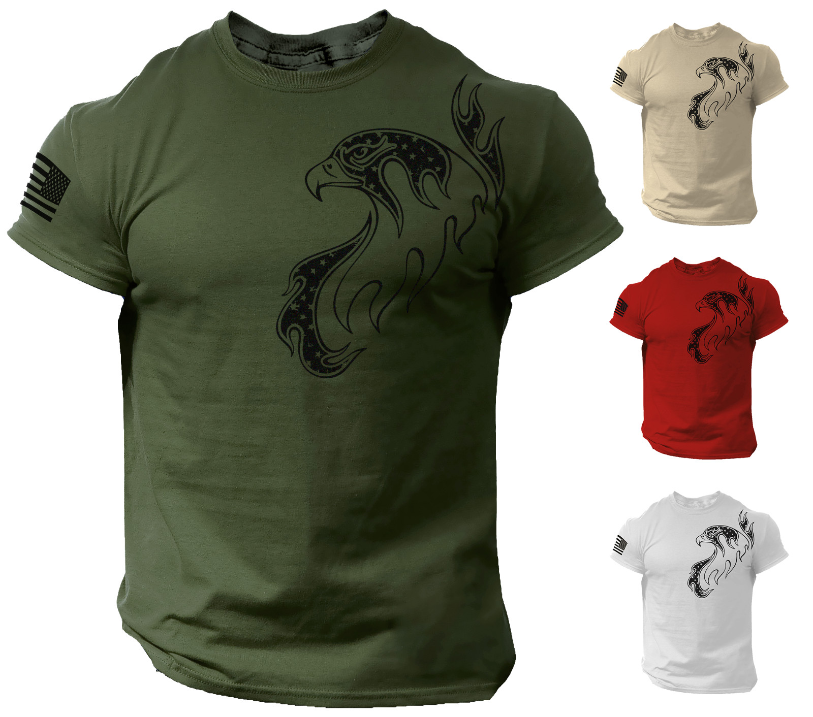 Eagle Flag USA Men T Shirt Patriotic Army Style Tee
