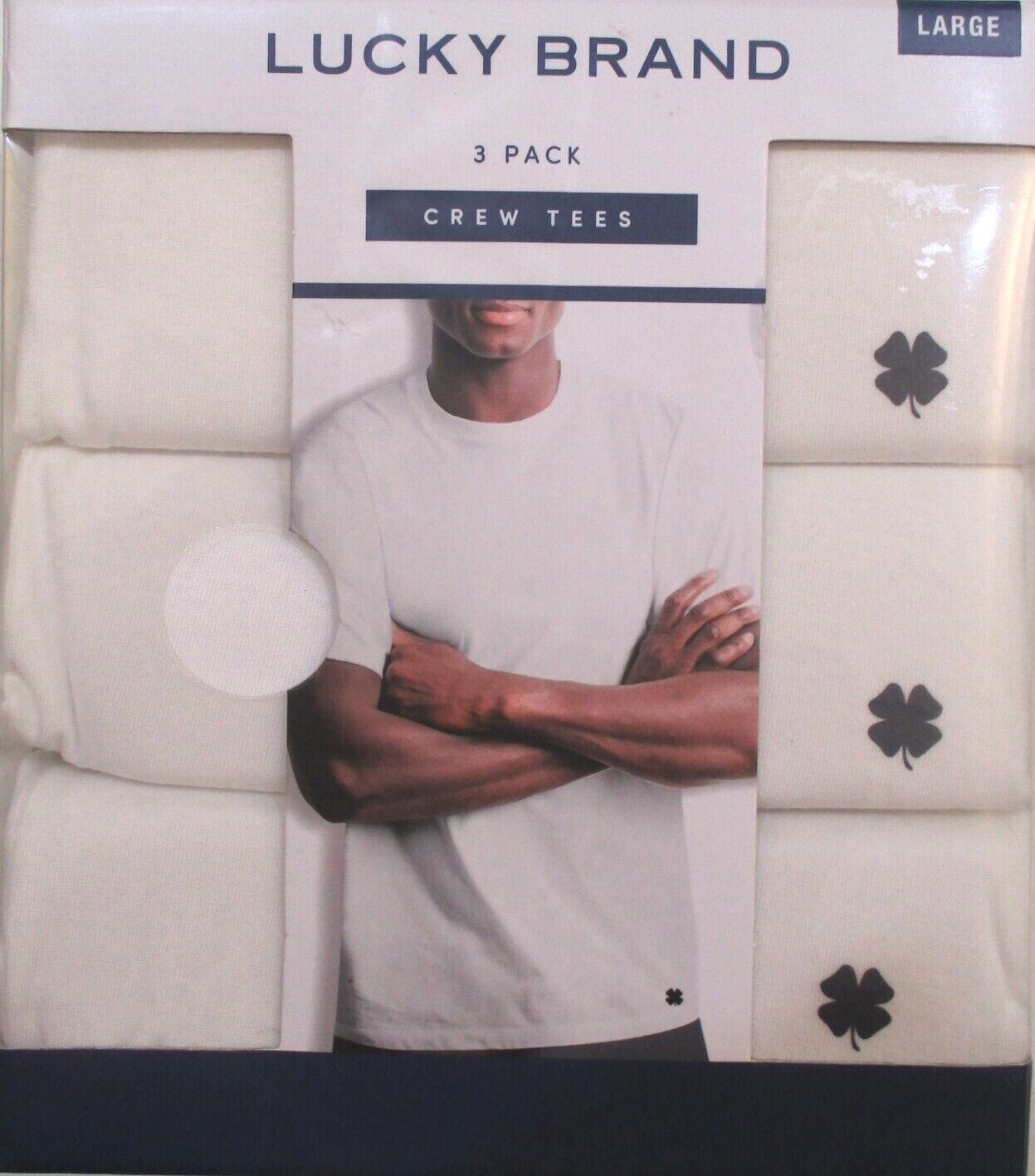 3 PACK LUCKY BRAND SIZES S M L XL MENS COTTON WHITE CREW-NECK T-SHIRT UNDERSHIRT