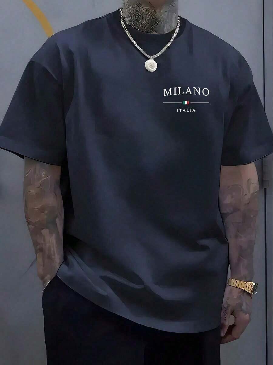 Italian Milan Stripe Men’s Crew Neck Tee Short Sleeve Soft Comfy Plus Size