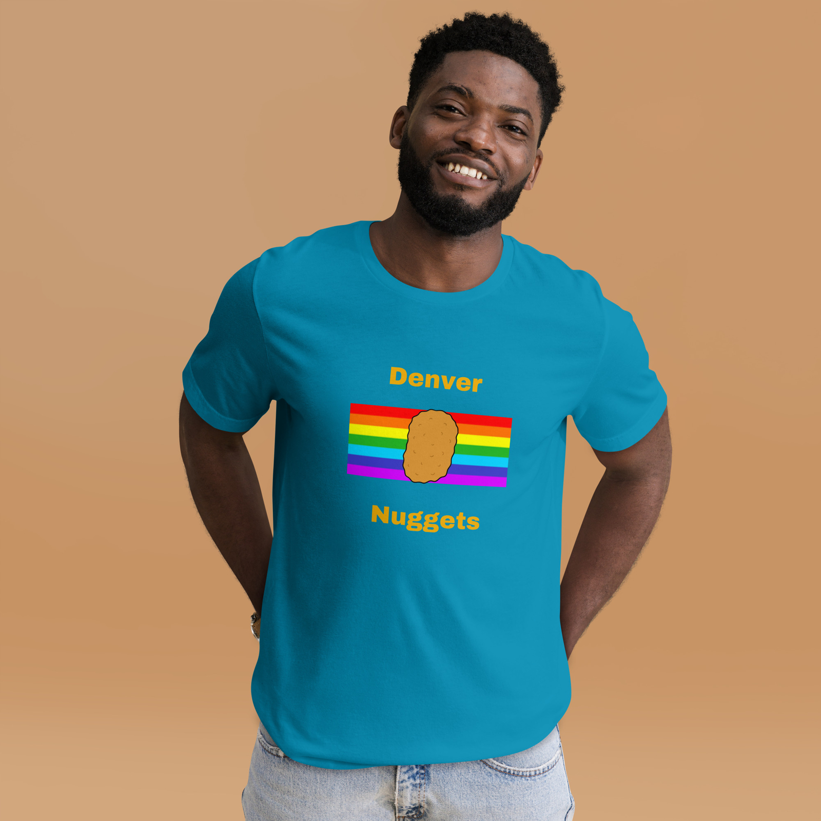 Denver Nuggets Rainbow Powder Blue Unisex T-Shirt