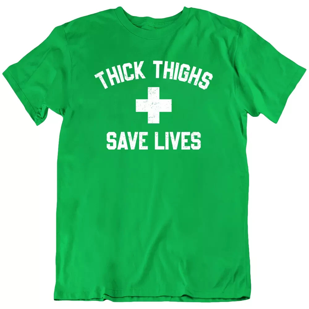 Thick Thighs Save Lives, Workout Fitness Slogan Funny T Shirt Tee Gift New