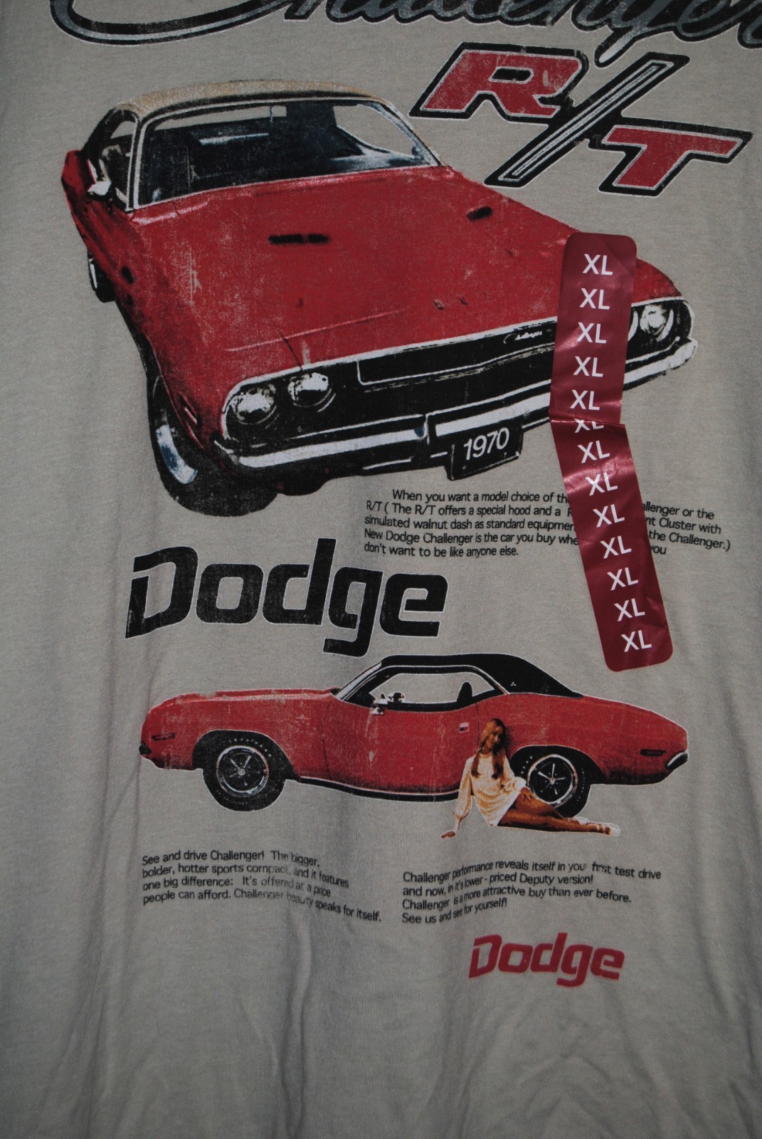 Dodge Challenger New w/ Tags Aged Look T Shirt- XL- READ DESCRIPTION