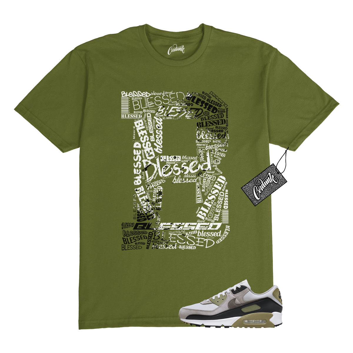 Air Max 90 Light Bone Neutral Olive College Grey Stone T Shirt to Match B BLS