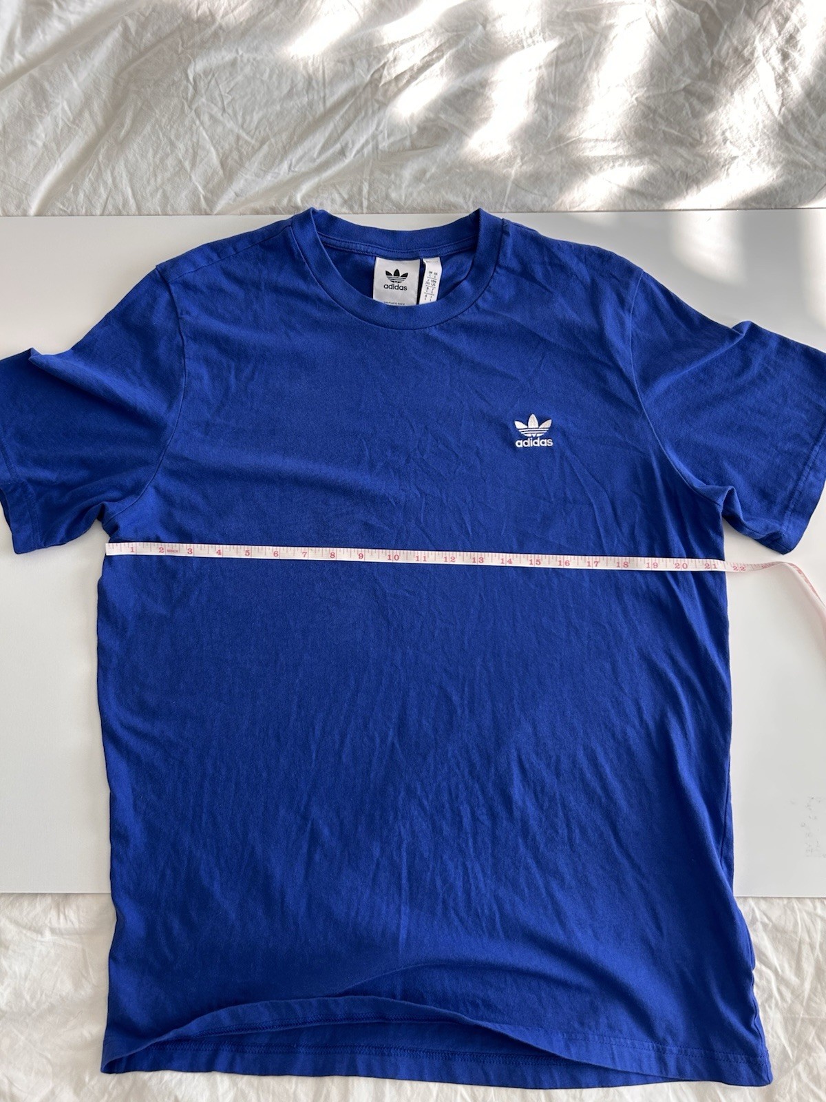 Adidas Originals Trefoil T Shirt Mens Large Blue Embroidered Logo Casual Tee