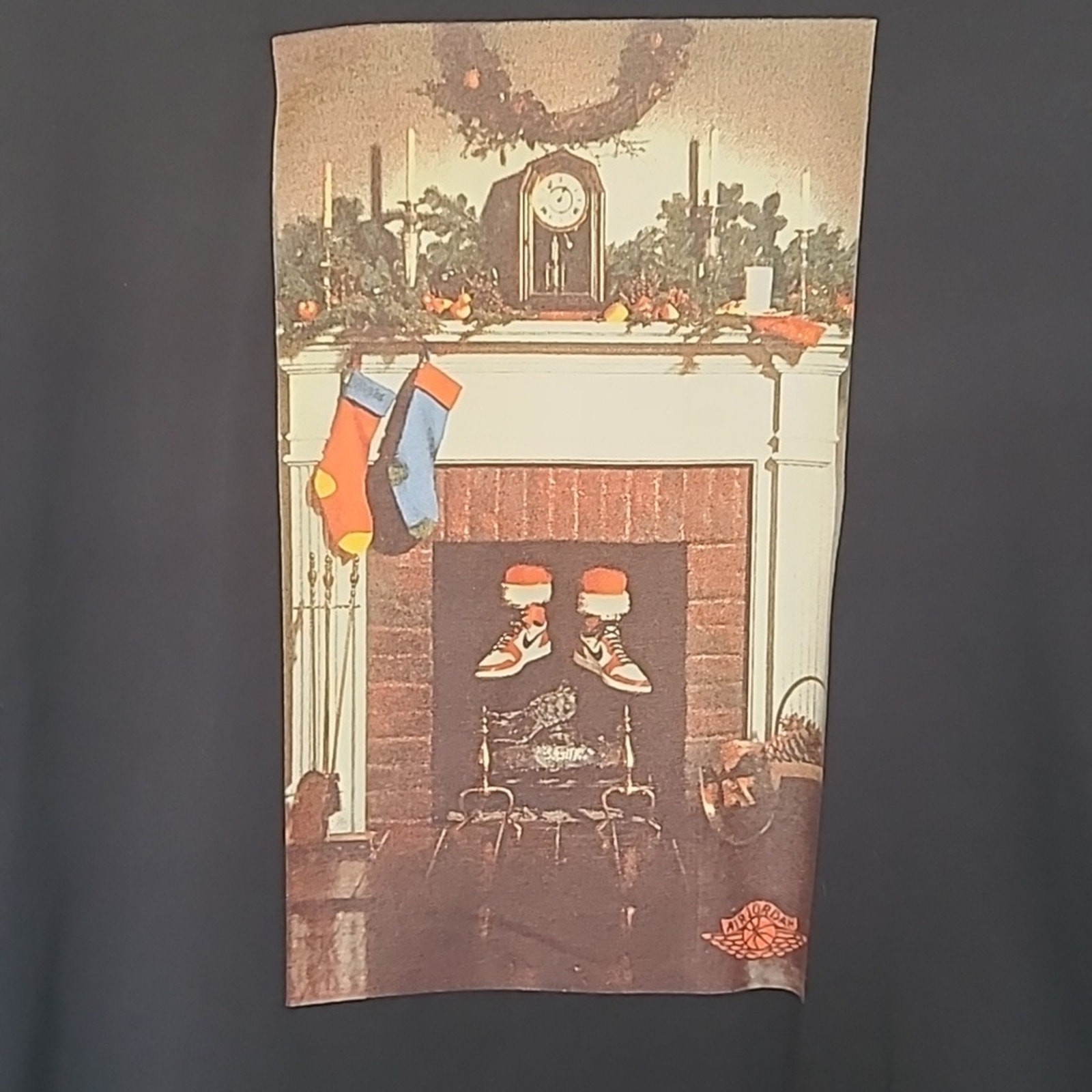 Jordan Mens Medium Sneakerhead Christmas Long Sleeve T Tee Shirt Black Cotton