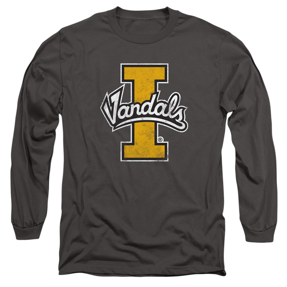 University of Idaho Adult Long Sleeve T-Shirt Vandals Logo, Charcoal, S-3XL