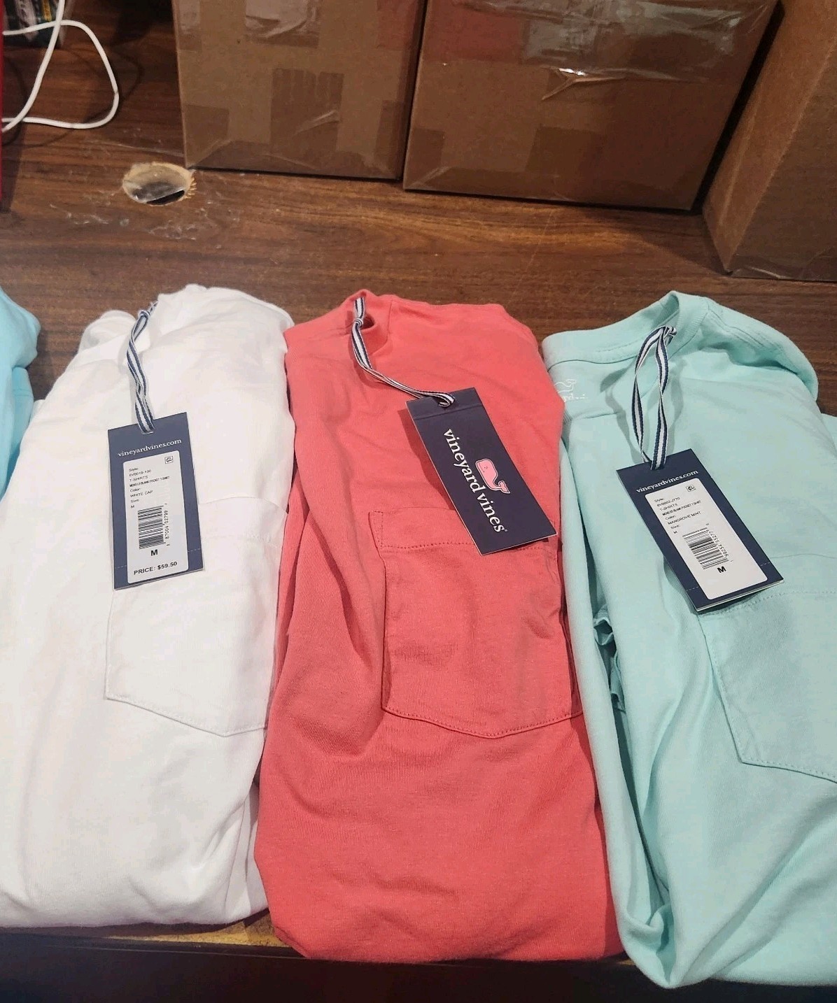 NEW W/ Tags Lot of 3 Vineyard Vines Pocket T-Shirts, 2 Short Sleeve & 1 Long