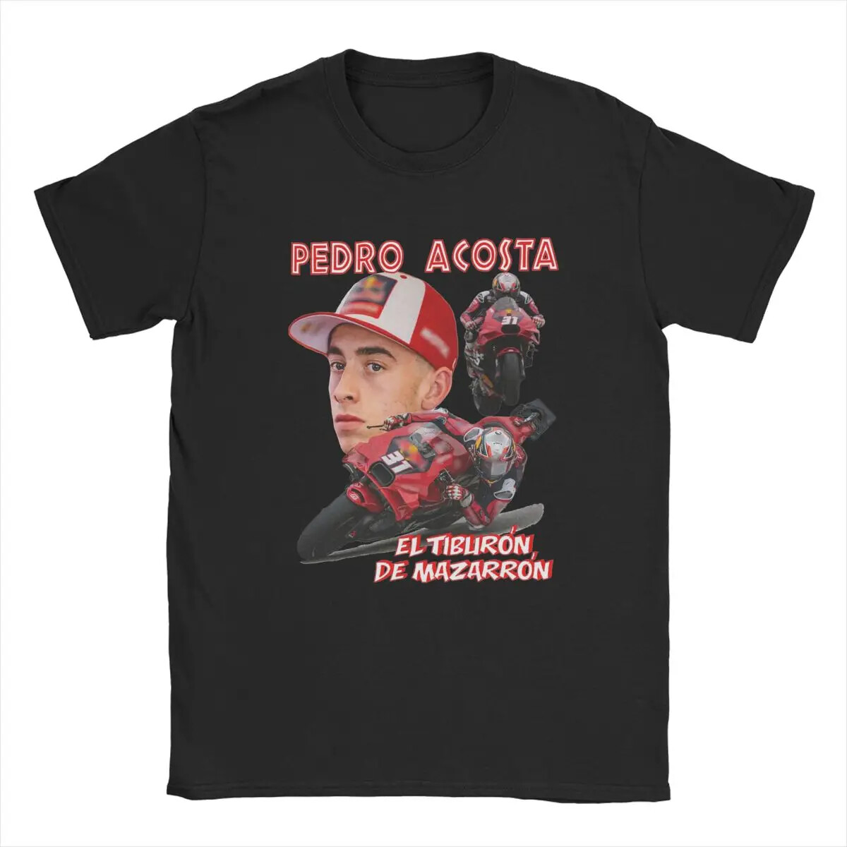 Novelty Pedro Spanish Rider Acosta Mazarron Shark T-Shirts Men O Neck Pure Cotto