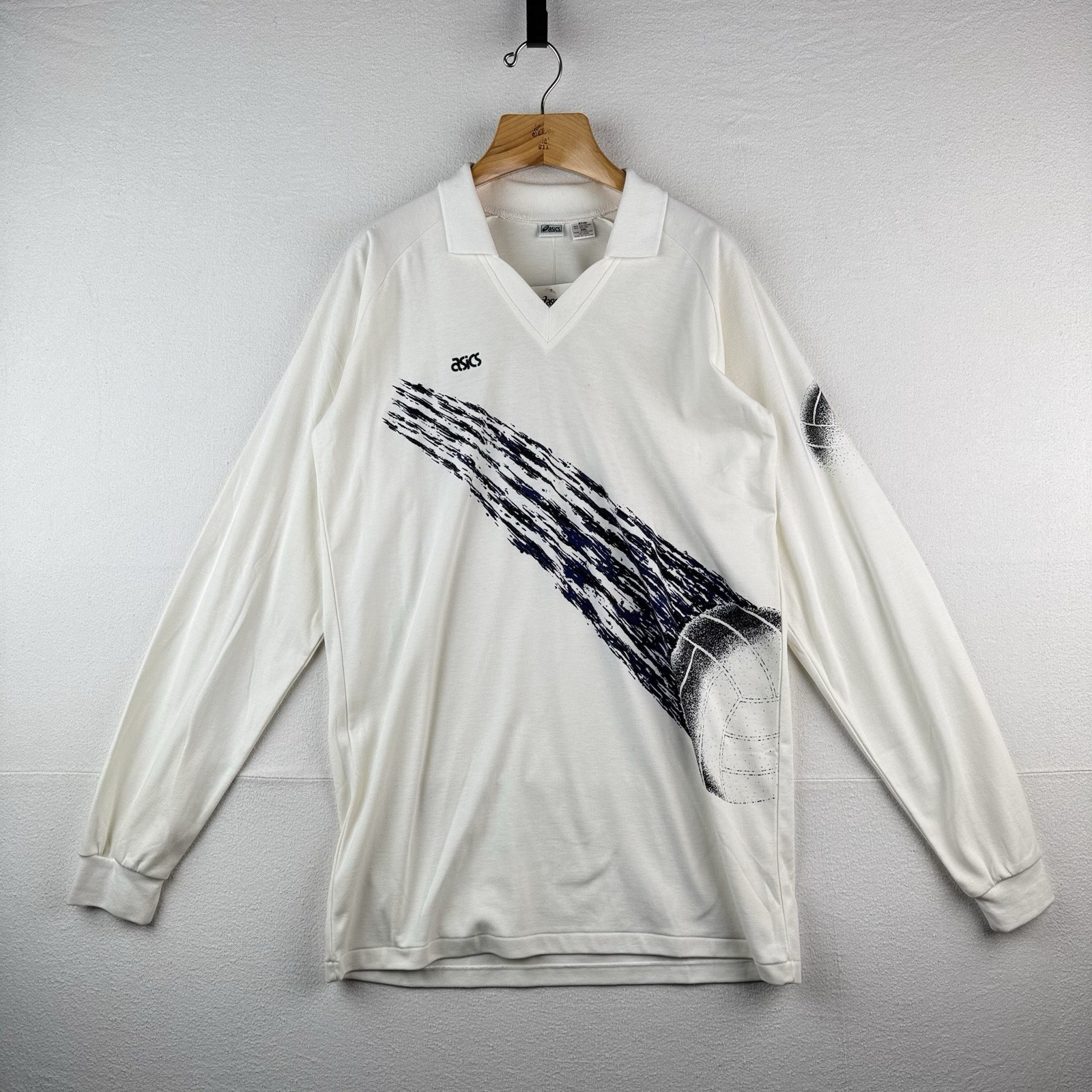 90’s Vintage ASICS Mens 2XL Volleyball Long Sleeve Collar V-Neck New Deadstock