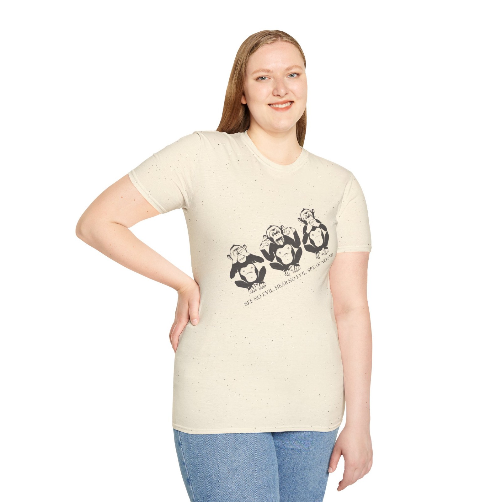 Three Wise Monkeys T-Shirt Funny Graphic Tee See No Evil Hear No Evil Unisex