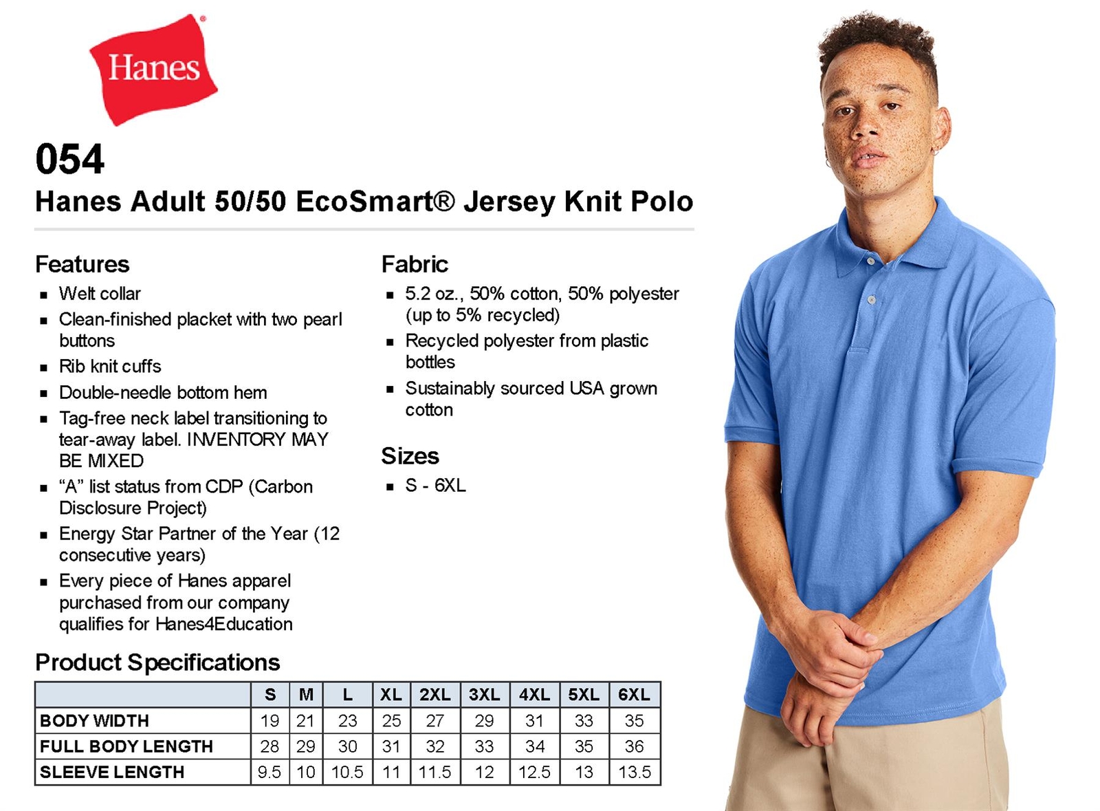 Hanes Golf Tee Blended Jersey Sport Shirt Mens Polo golf shirt from S-XL R-54