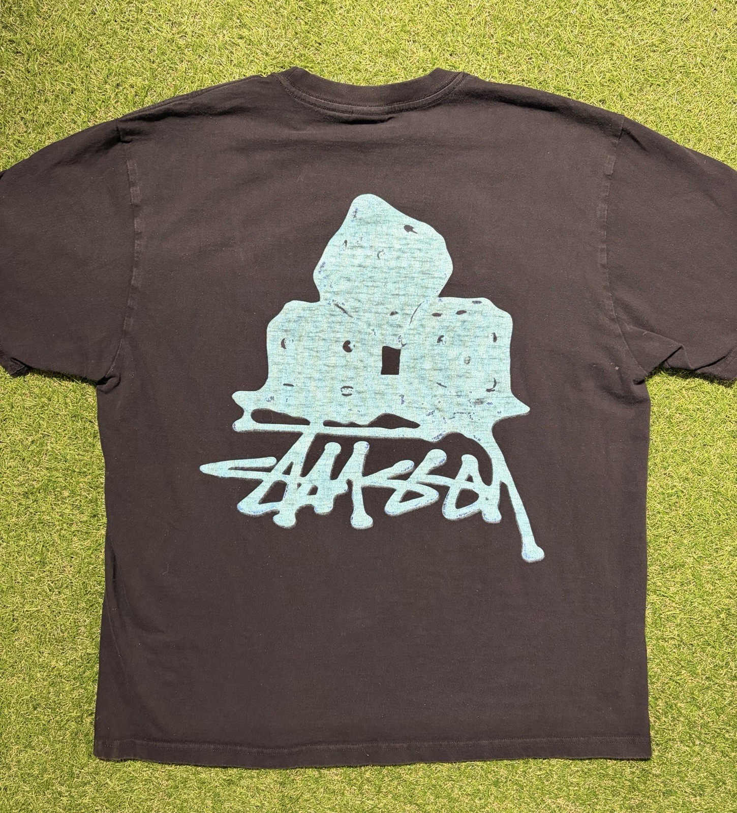 Authentic Stussy Shirt Melting Dice Tshirt Size Large Double Sided Streetwear