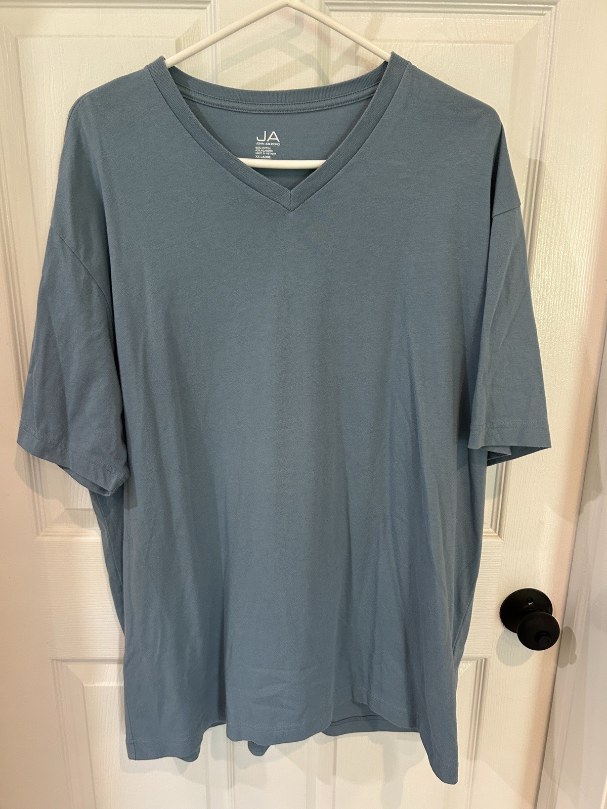 John Ashford Men’s V Neck Blue Size XXL Cotton T-Shirt Relaxed Fit EUC!