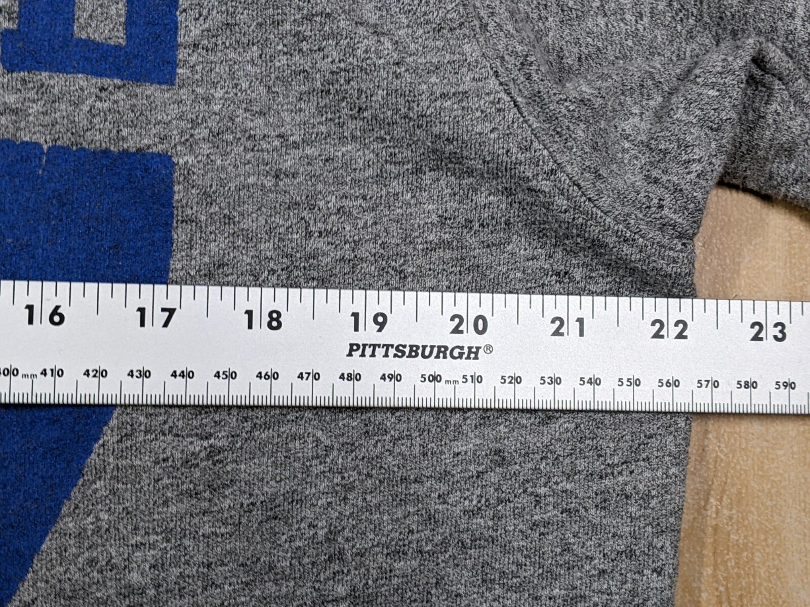 Homage 07 Vintage Style 3/4 Sleeve Baseball Tee Gray Blue Soft Cotton Blend XL