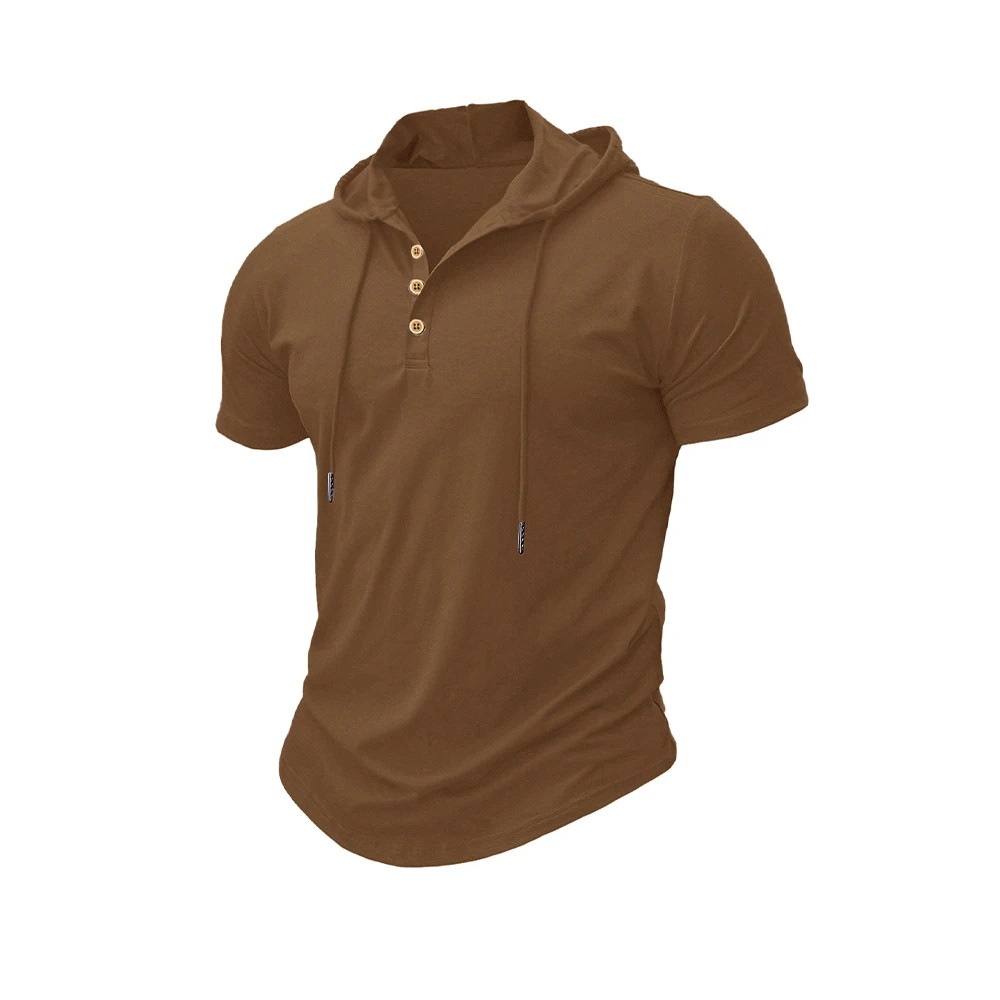 Men’s T Shirt Summer Slim Fitness Hooded Short-Sleeved Tees Male Lightweight