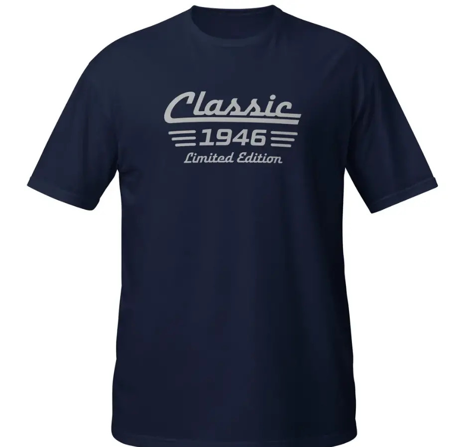 80th Birthday Shirt Born in 1946, Classic Car Limited Edition Cotton Tee for Men