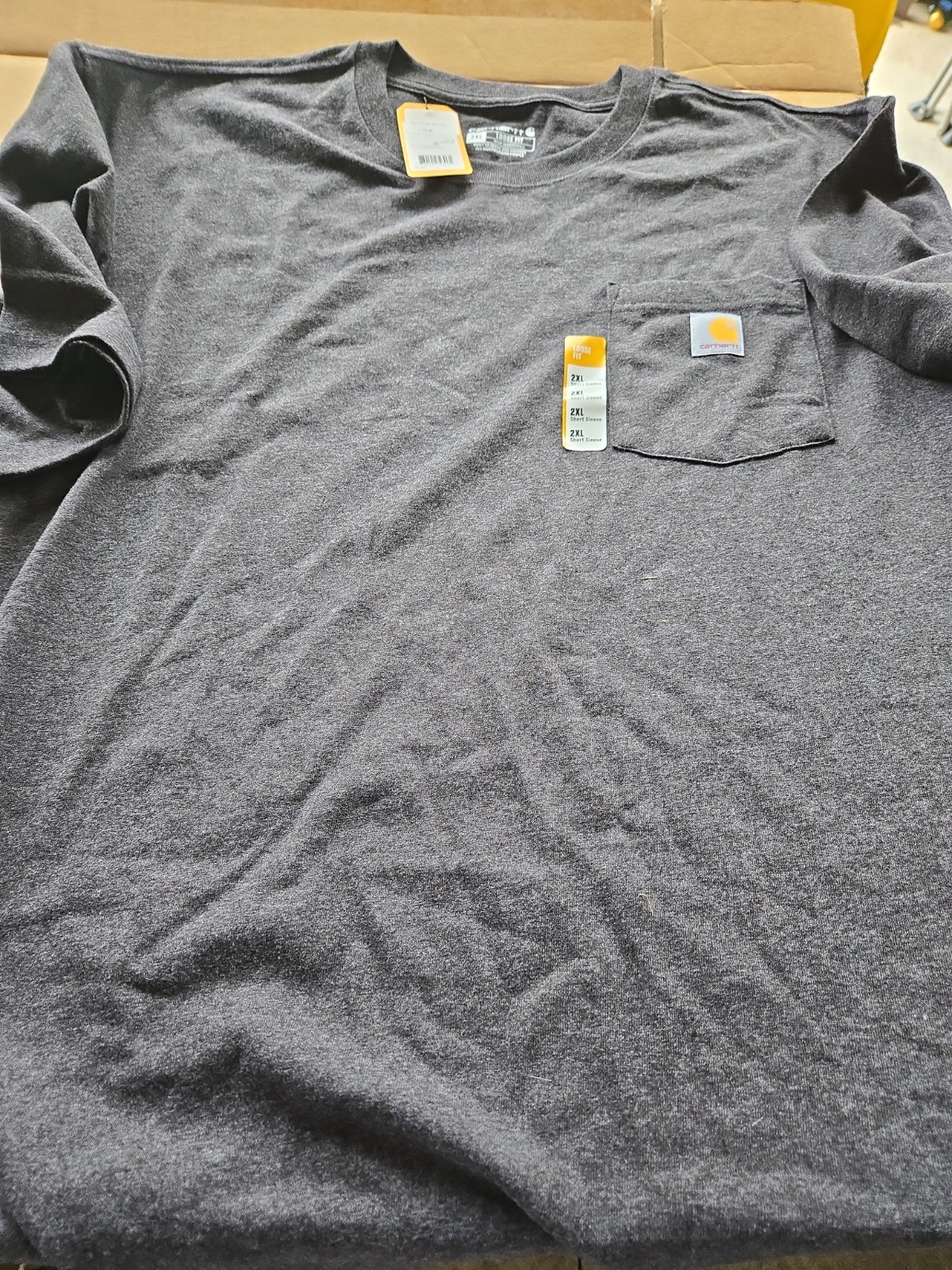 NWT Mens Carhartt Loose Fit Pocket Heavy-Weight K87M Charcoal T-Shirt – 2XL