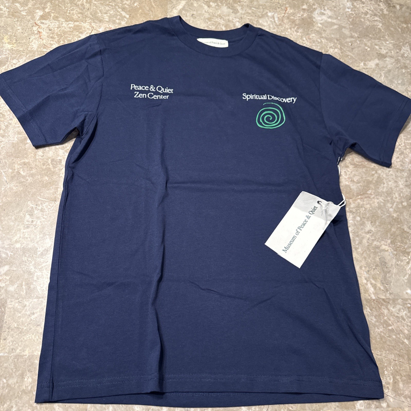 Museum of Peace & Quiet SPIRITUAL ZEN Short Sleeve T-Shirt MEDIUM M Navy Blue