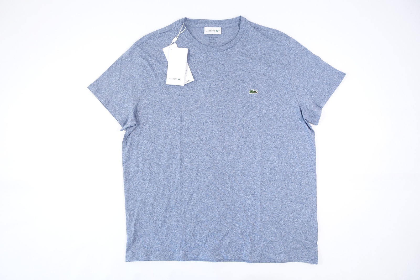 LACOSTE TH6709 HEATHER BLUE 6 XL 100% PIMA COTTON REGULAR FIT TSHIRT MENS NEW