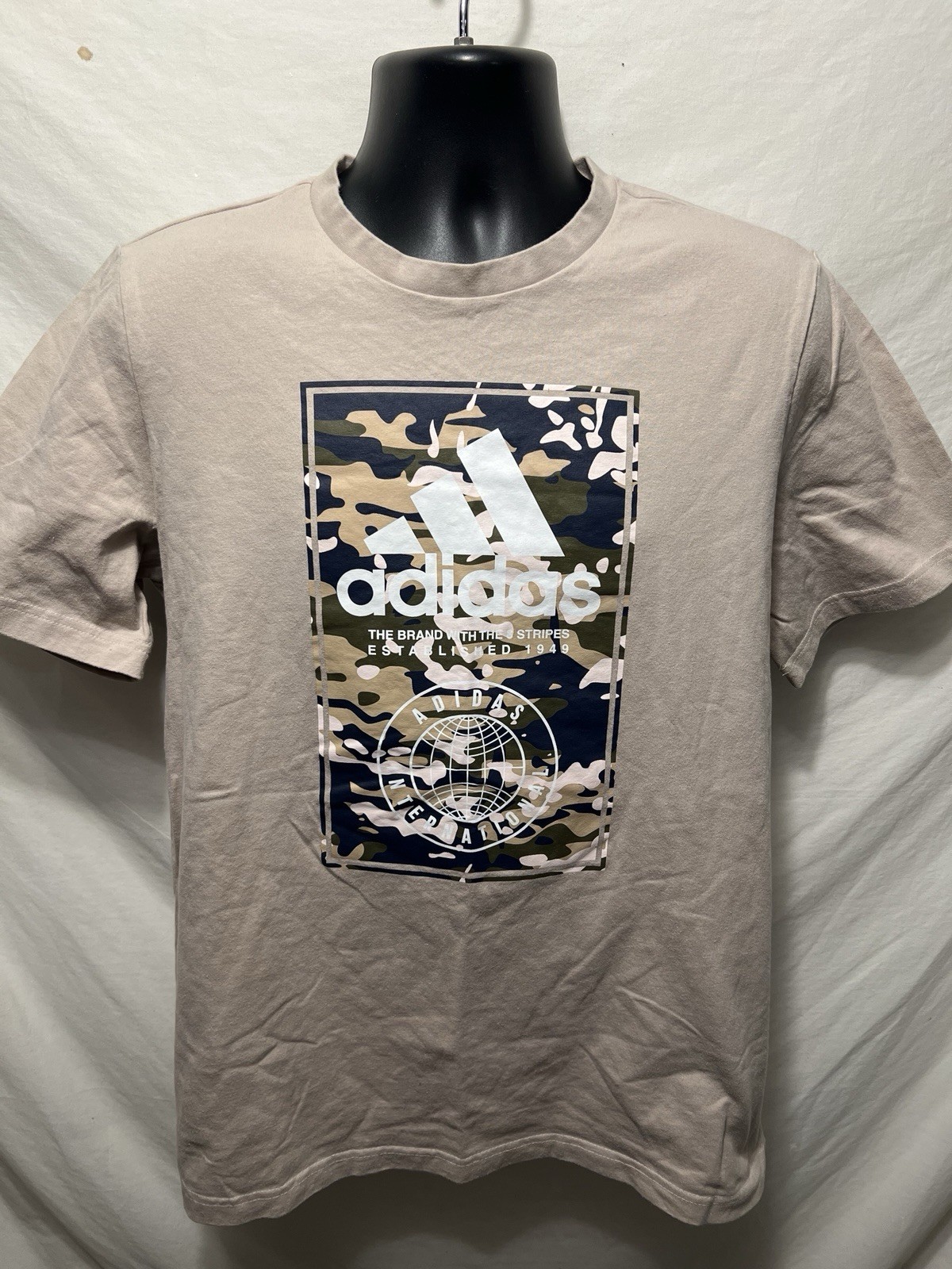 Adidas International Wonder Beige Camo Cotton Multi-Sport Men’s T-Shirt Sz L BB