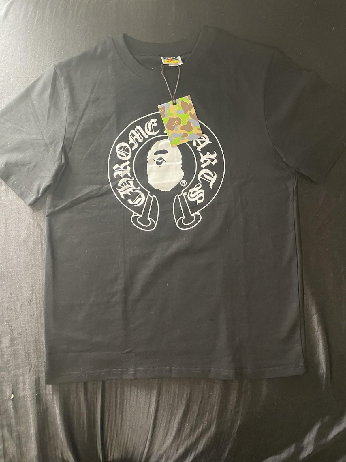 A Bathing Ape BAPE x Chrome Hearts Black Graphic Logo Tee Crew Neck L