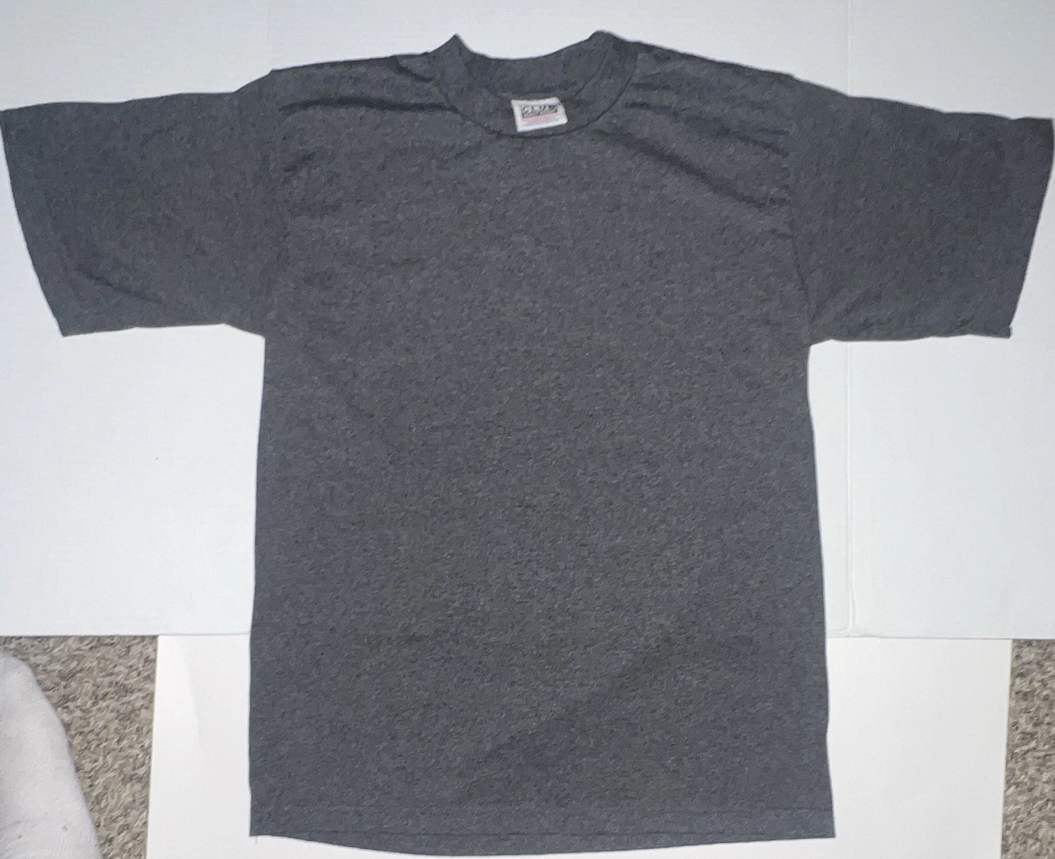 Pro Club Heavyweight Gray Solid Crew Neck Short Sleeve Knit T-Shirt Men’s M