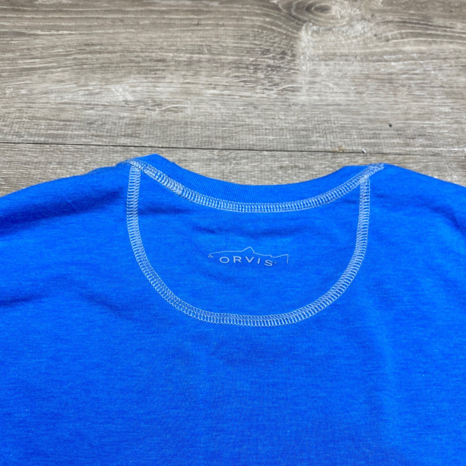 Orvis Trout Bum Mens Size M Blue Long Sleeve Performance T-Shirt Poly Cotton