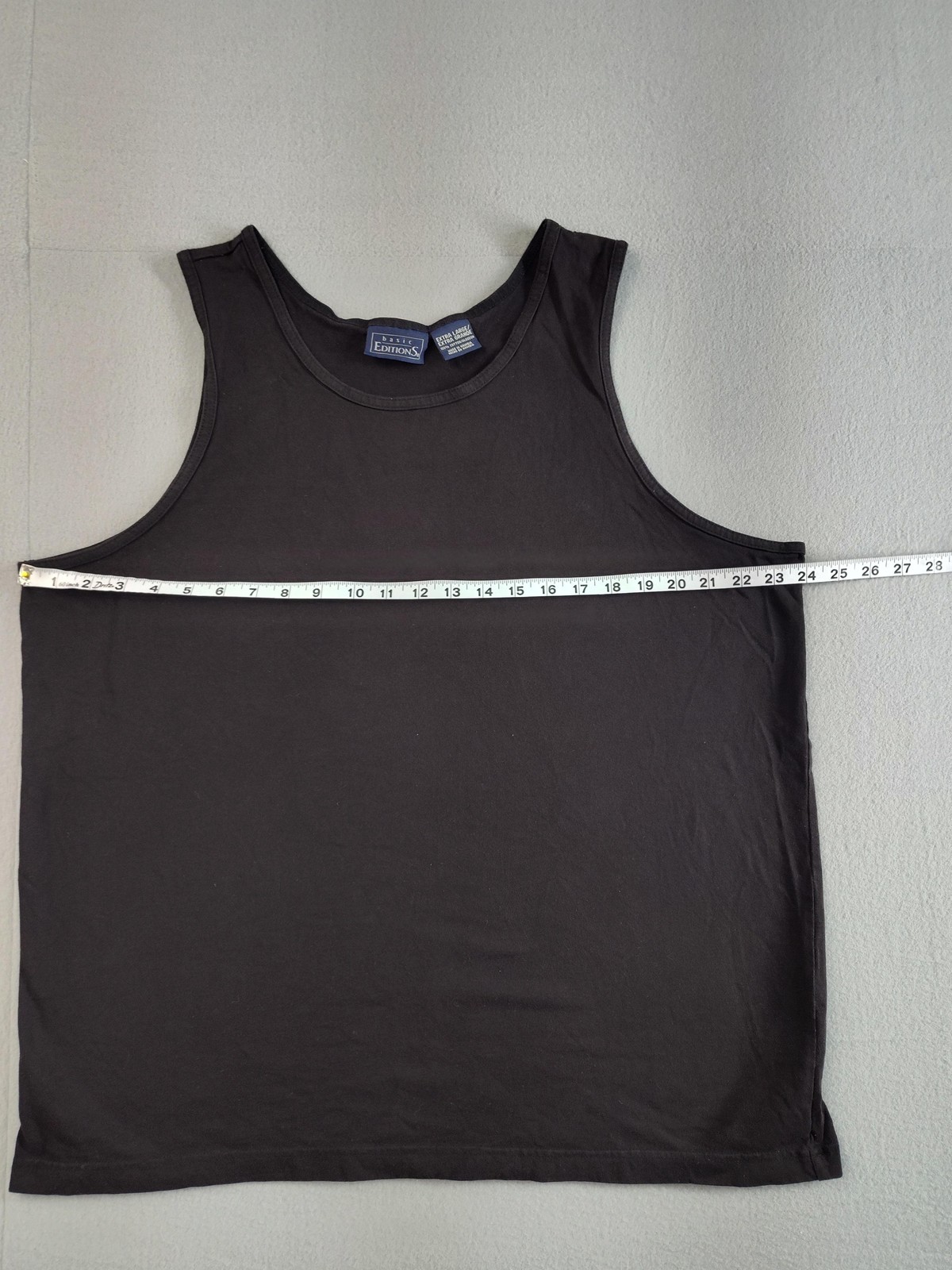 Basic Editions Tank Top Shirt Mens XL Black Sleeveless 100% Cotton Casual