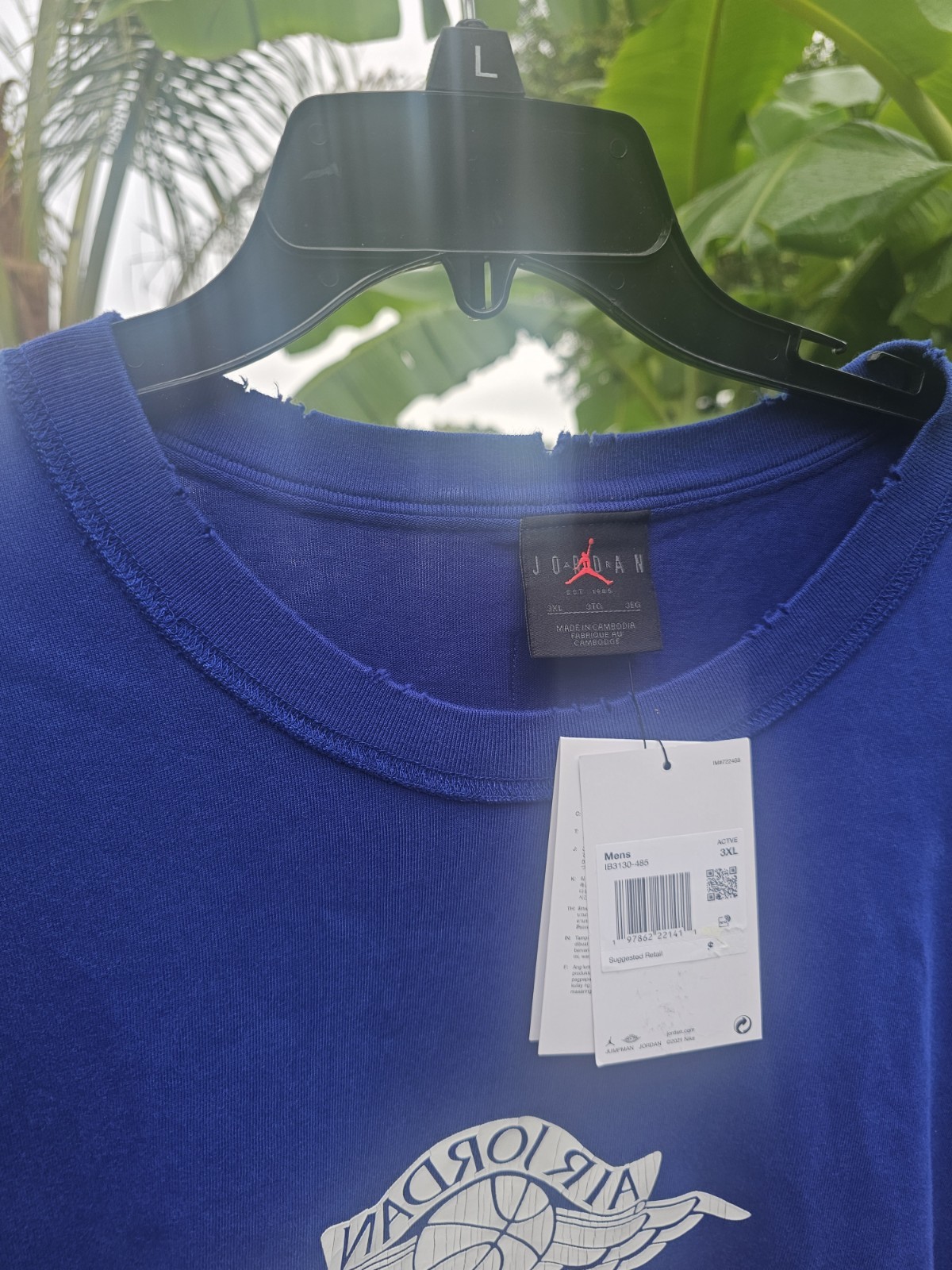 Men’s Size 3XL Nike Jordan Rare Air Distressed Shirt Deep Royal Blue IB3130-485
