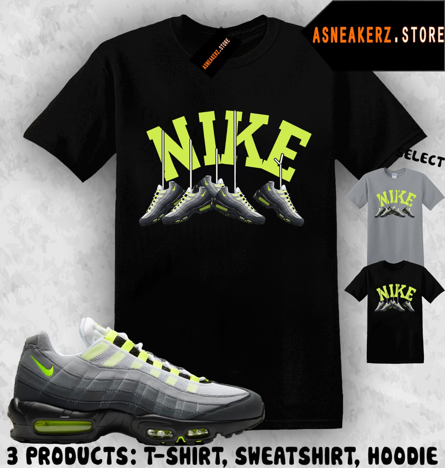 Shirt Matching AM 95 Big Bubble Neon 2026 To Match Sneaker Shoe Hanging T-Shirt