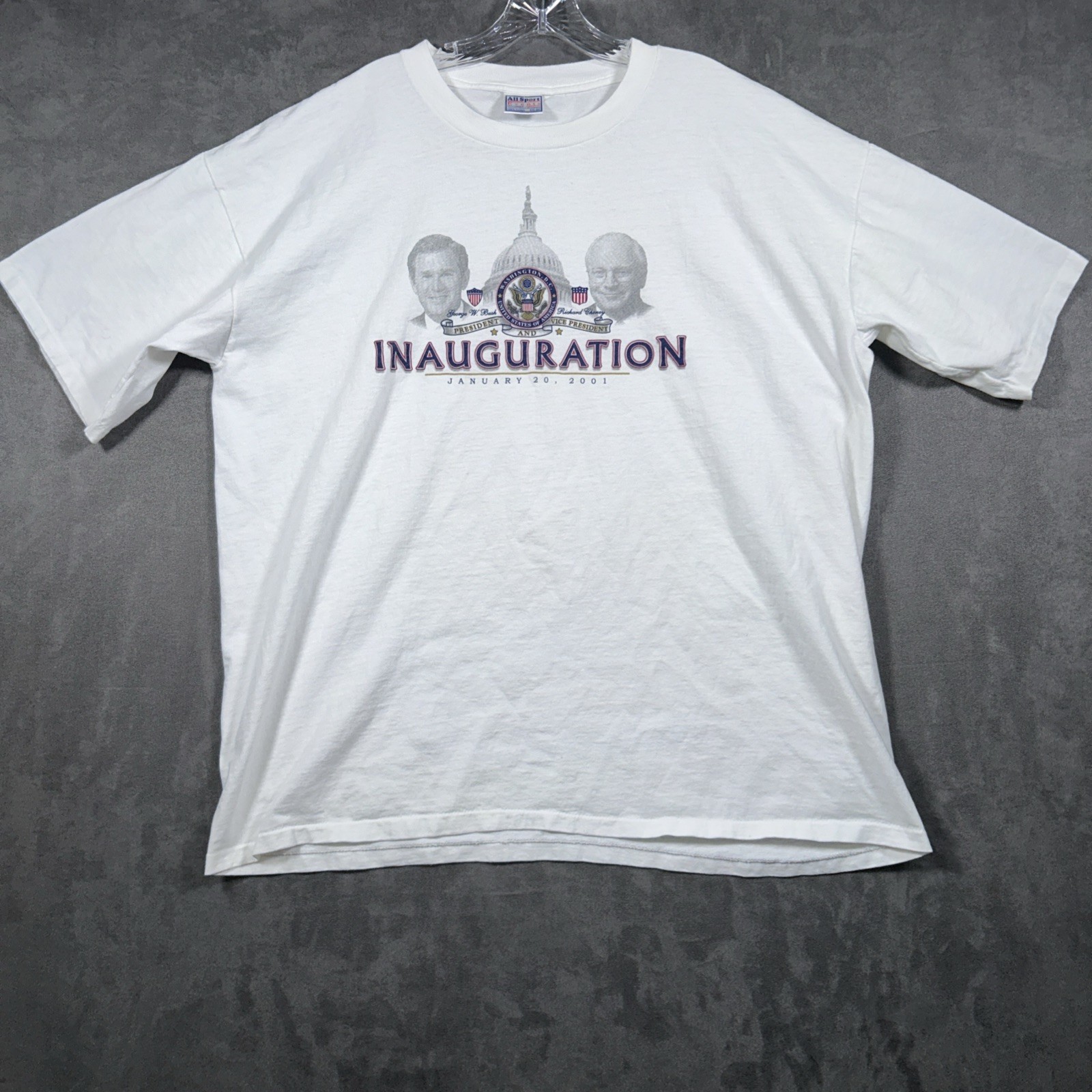 Vintage George W. Bush Cheney 2001 Inauguration T Shirt Size XXL Single Stitch