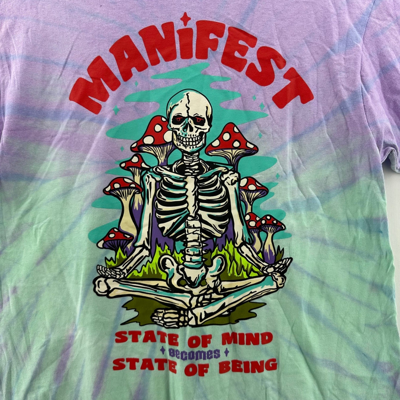 Your Highness Tie Dye Manifest Skeleton Graphic T-Shirt Size Large NWOT
