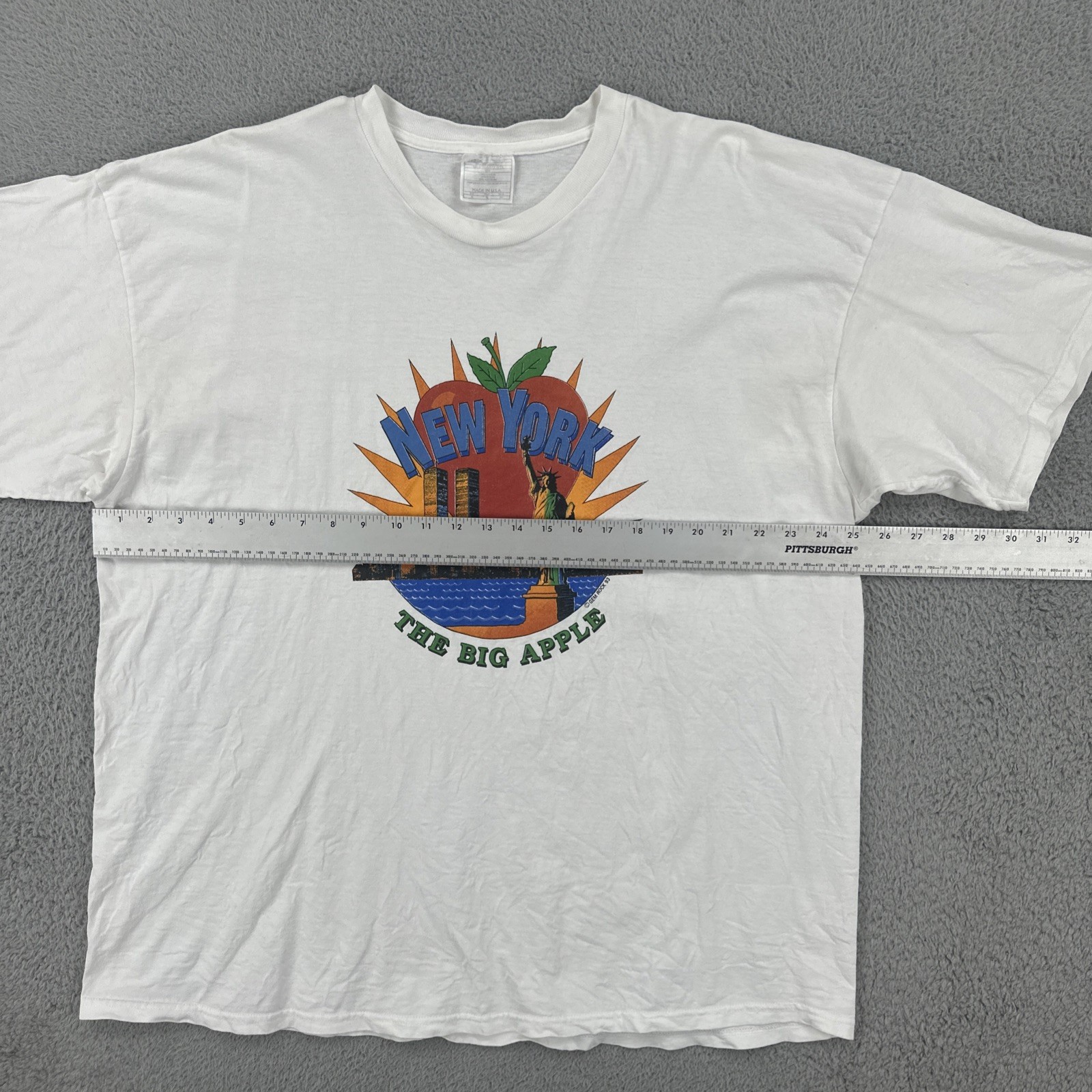 Vintage Gem Rock 1993 White XL T Shirt Made In USA New York The Big Apple 90s