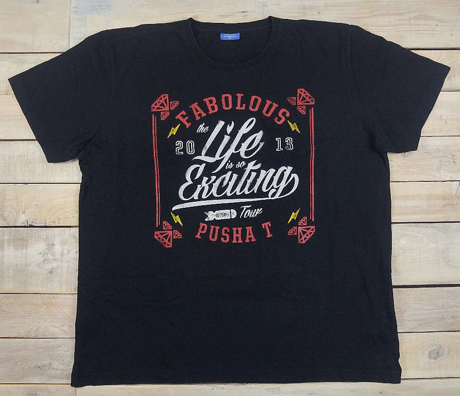 Rare FABOLOUS & PUSHA T Life Is So Exciting Concert Tour 2013 T-Shirt Size XL