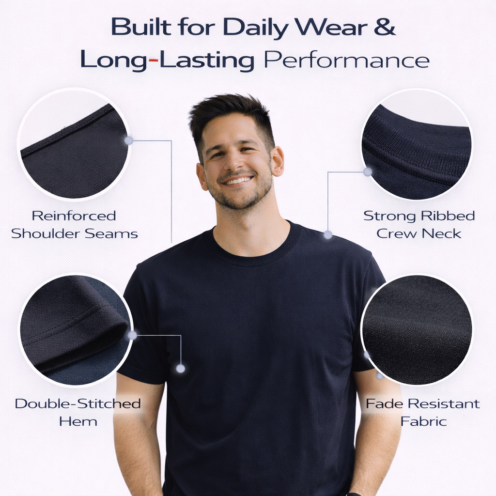 BILLIONHATS 6 Pack Men’s Bulk Big Tall Short Sleeve Cotton Lightweight T-Shirt